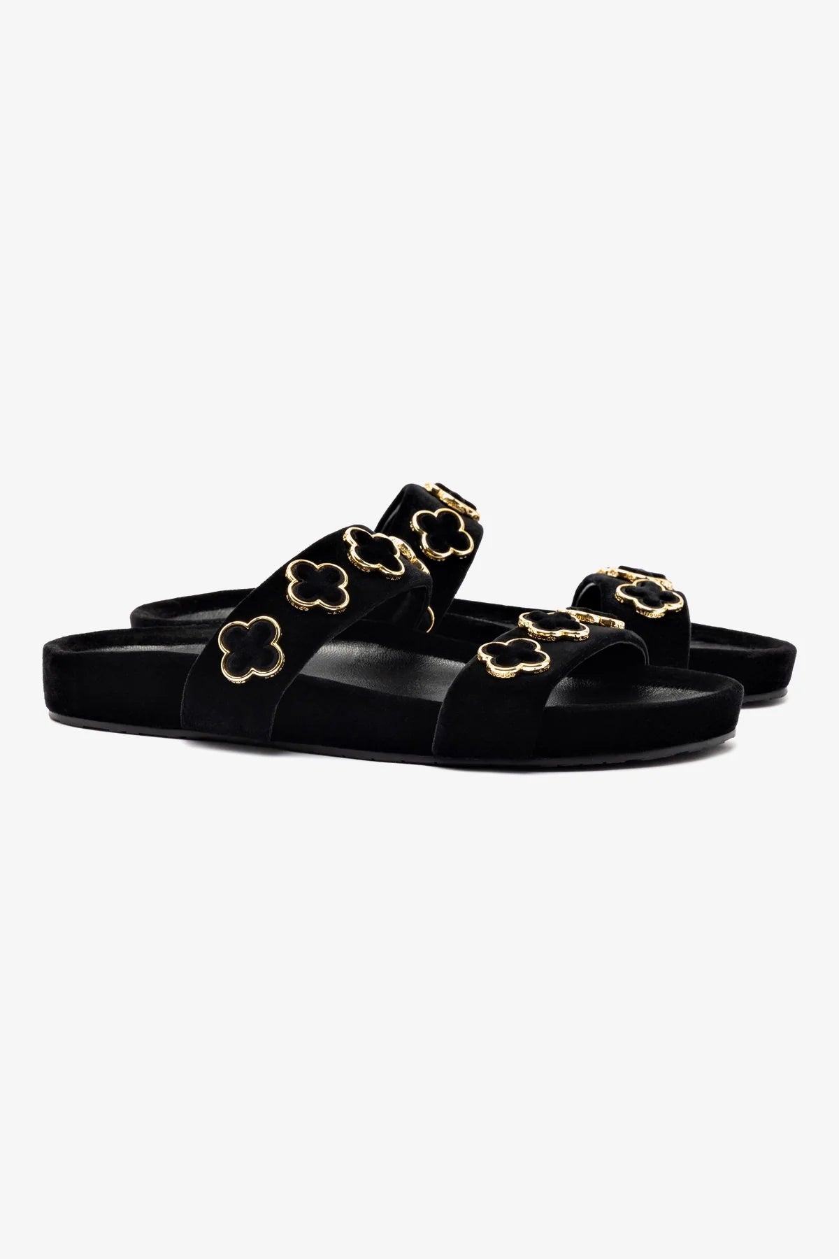 Milan Piccolo Slide In Black Velvet - Elegant Velvet Slippers for Women, Comfortable House Shoes for Indoor/Outdoor Use, Perfect for Lounging, Spa Days and Cozy Evenings at Home