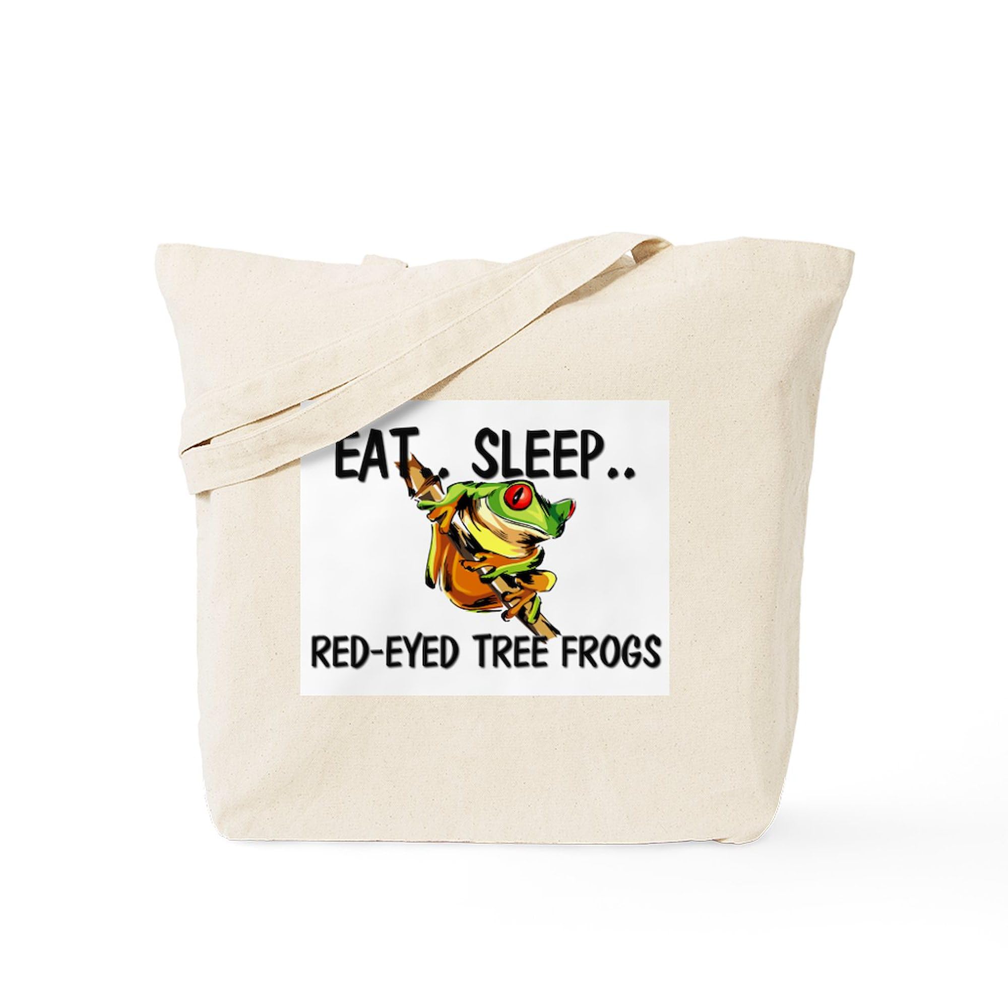 Eat Sleep Red Eyed Tree Frogs Tote Bag - Natural Canvas Reusable Shopping Bag for Groceries, Beach & Eco-Friendly Lifestyle
