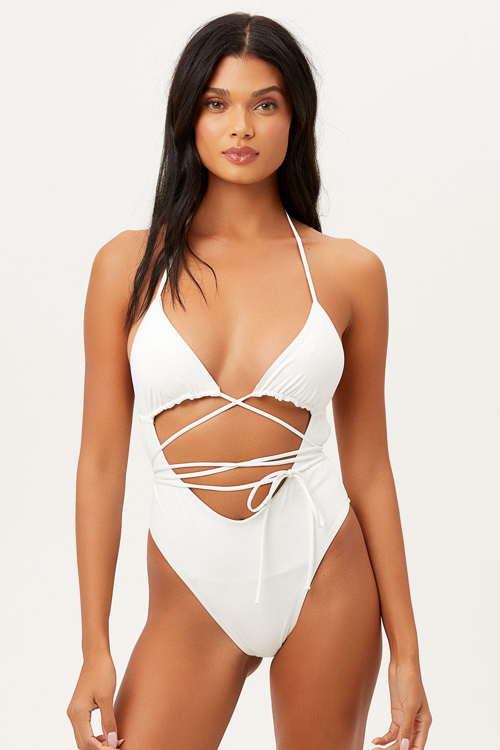 Gemma Wrap One Piece Swimsuit for Women - White | High Waisted Bathing Suit with Tummy Control | Perfect for Beach, Pool & Vacation