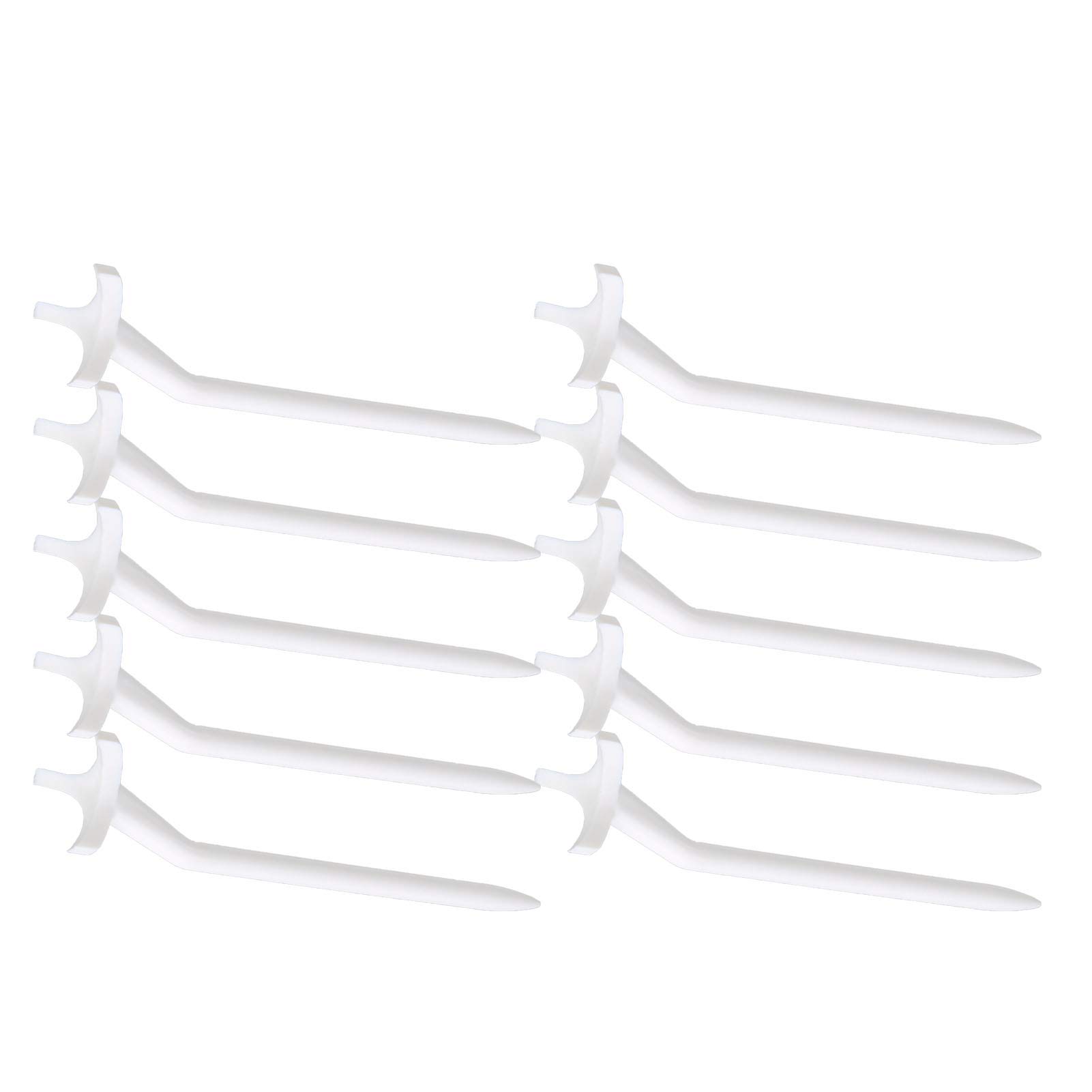 Durable Plastic Golf Tees - 10 Pack Curved & Lightweight White Golf Tees for Driving Range & Course Play | Perfect for Practice & Tournament Use
