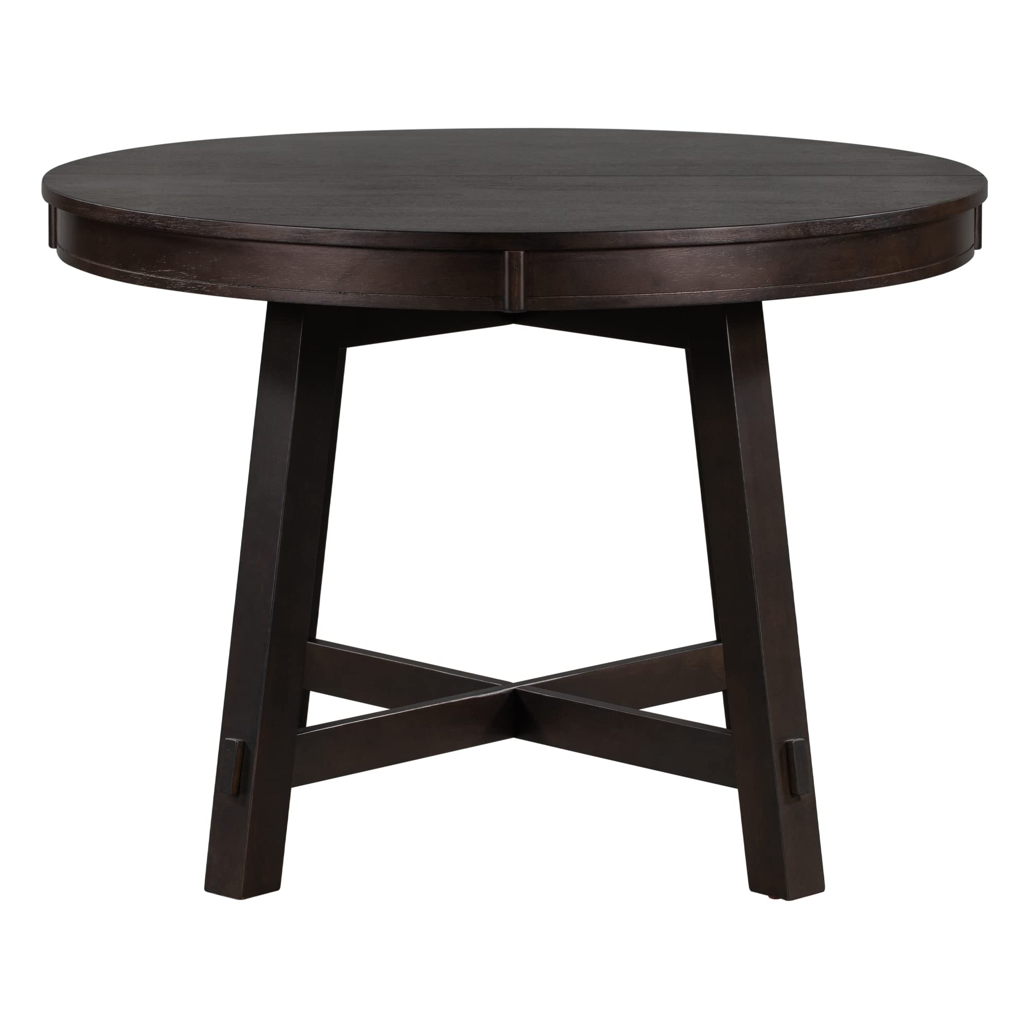 Knocbel Farmhouse Extendable Round Dining Table - Solid Wood Kitchen & Dining Room Table with X-Shaped Base, 300lbs Weight Capacity, Standard Height in Espresso Finish | Perfect for Small Spaces, Family Gatherings & Farmhouse Style Decor