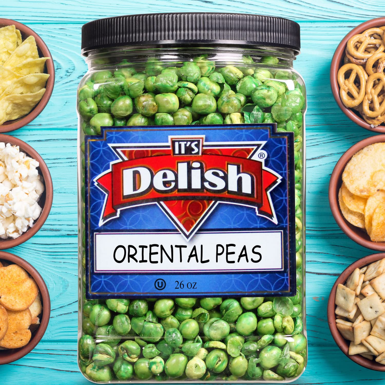 Roasted Salted Green Peas Snack - 26oz Jumbo Container | Crunchy Vegan & Kosher Healthy Snacks | Perfect for Office, Gym, Travel & Movie Nights