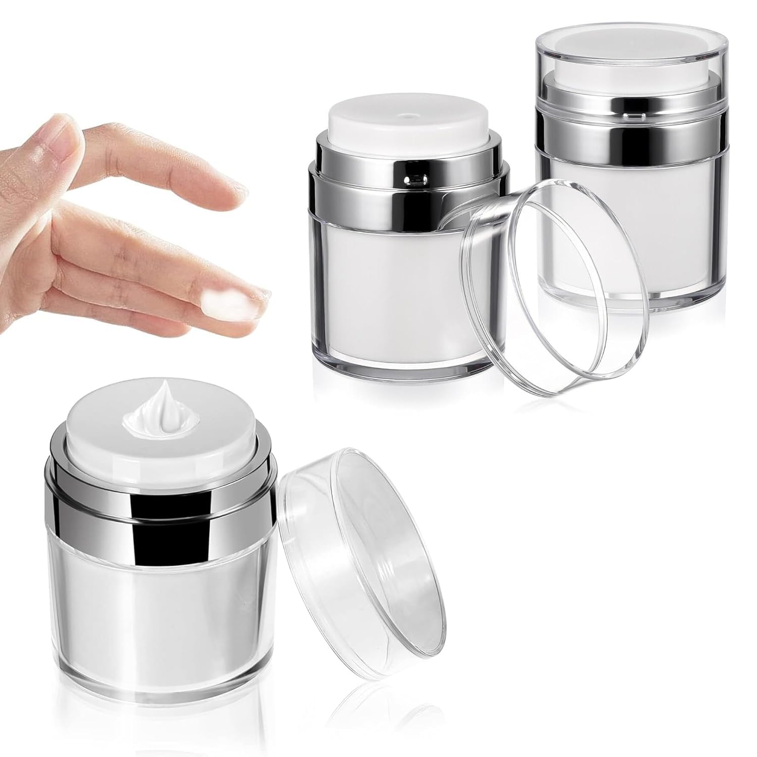 **Bonzella 50ML Travel Cream Dispenser Bottle - Leak-Proof Refillable Airless Cosmetic Pump for Thick Moisturizer, Body Lotion & Skincare - Perfect for Travel, Gym & Home Use**