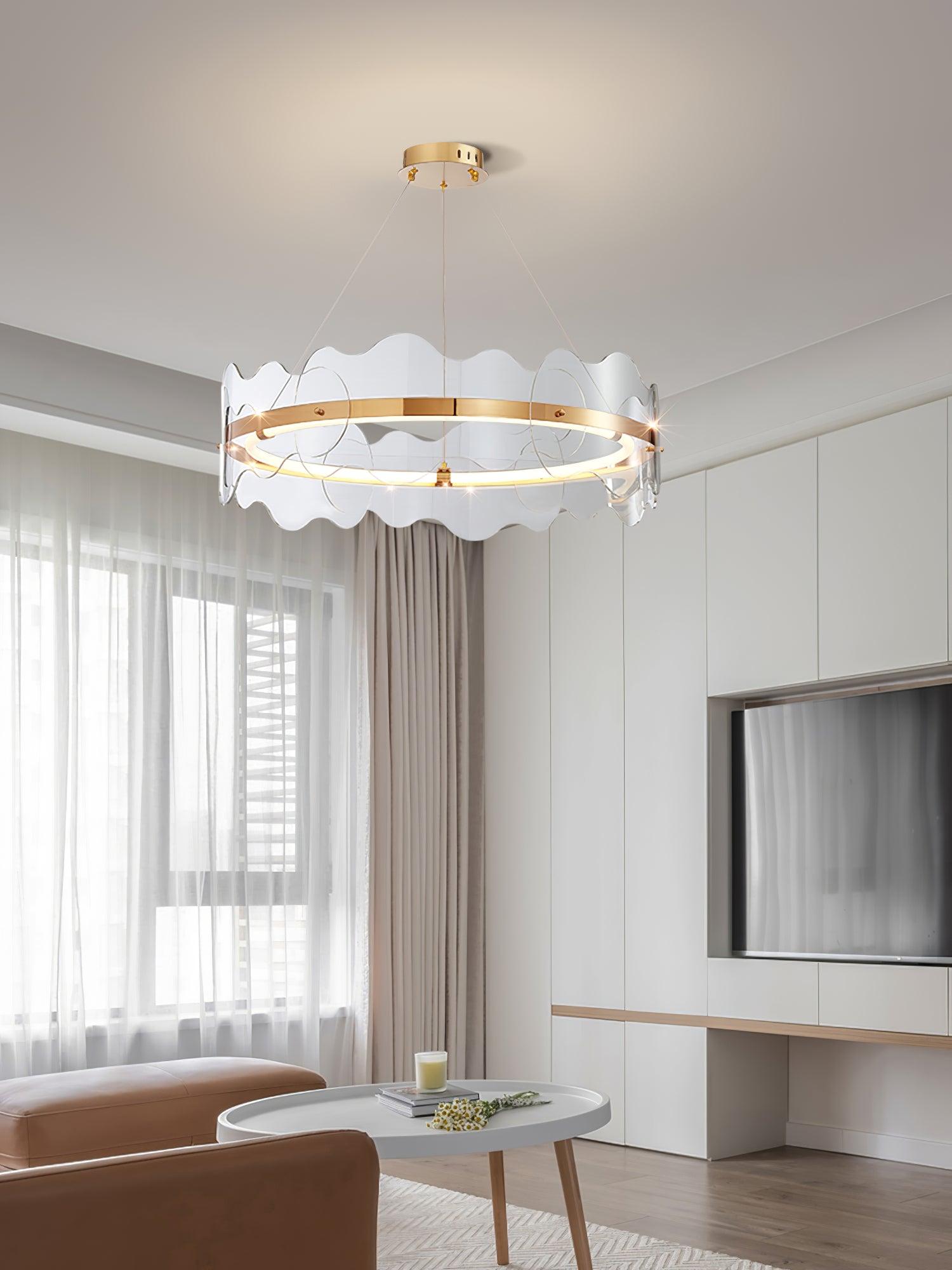 Modern Acrylic Wave Chandelier - Elegant LED Ceiling Light Fixture for Living Room, Dining Room & Bedroom Decor | Energy Efficient & Stylish Lighting Solution