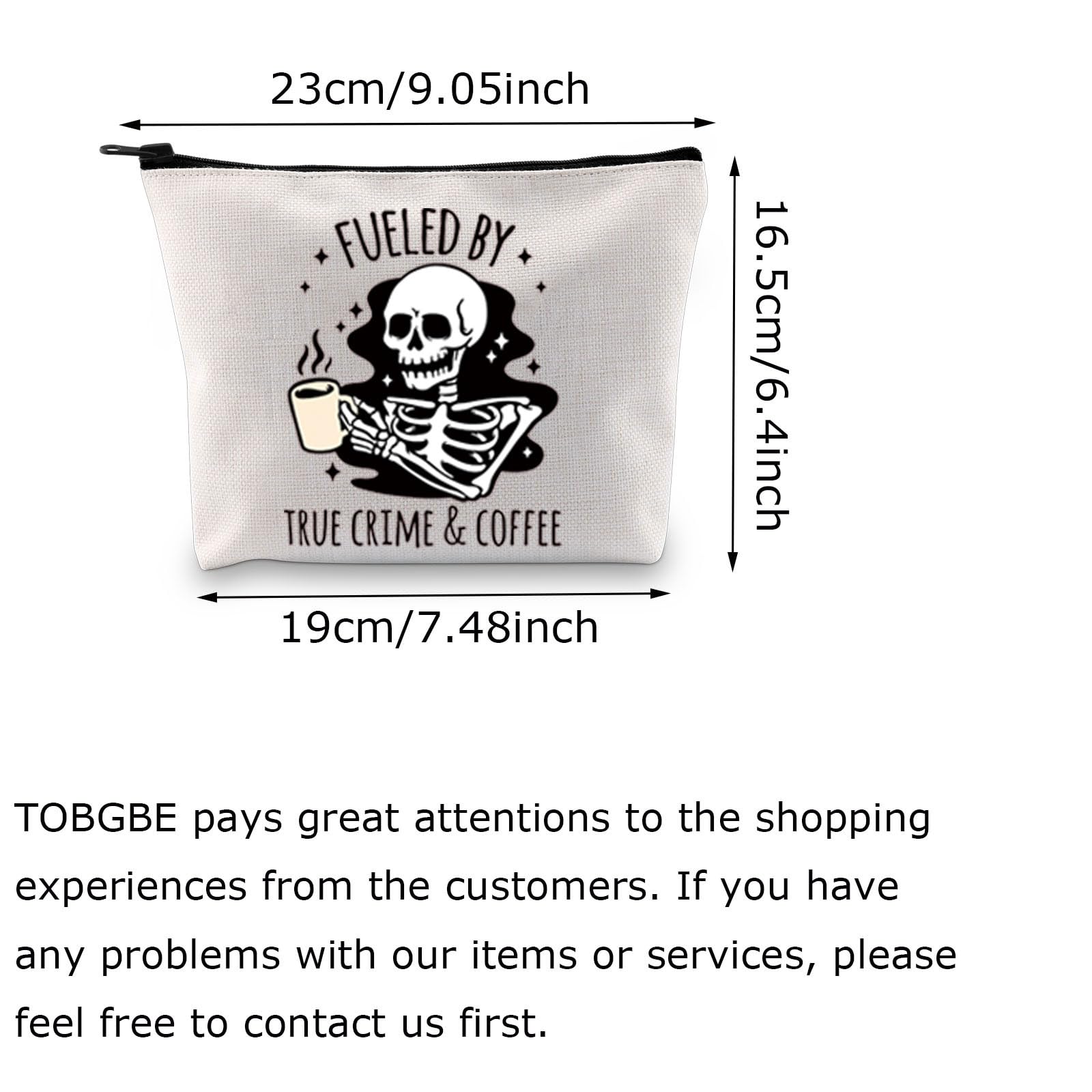 TOBGBE True Crime Inspired Coffee Lover Zipper Pouch - Horror Gift Makeup Bag for Women, Cosmetics Organizer - Perfect for Travel, Work & Daily Use (Crime Coffee Design)