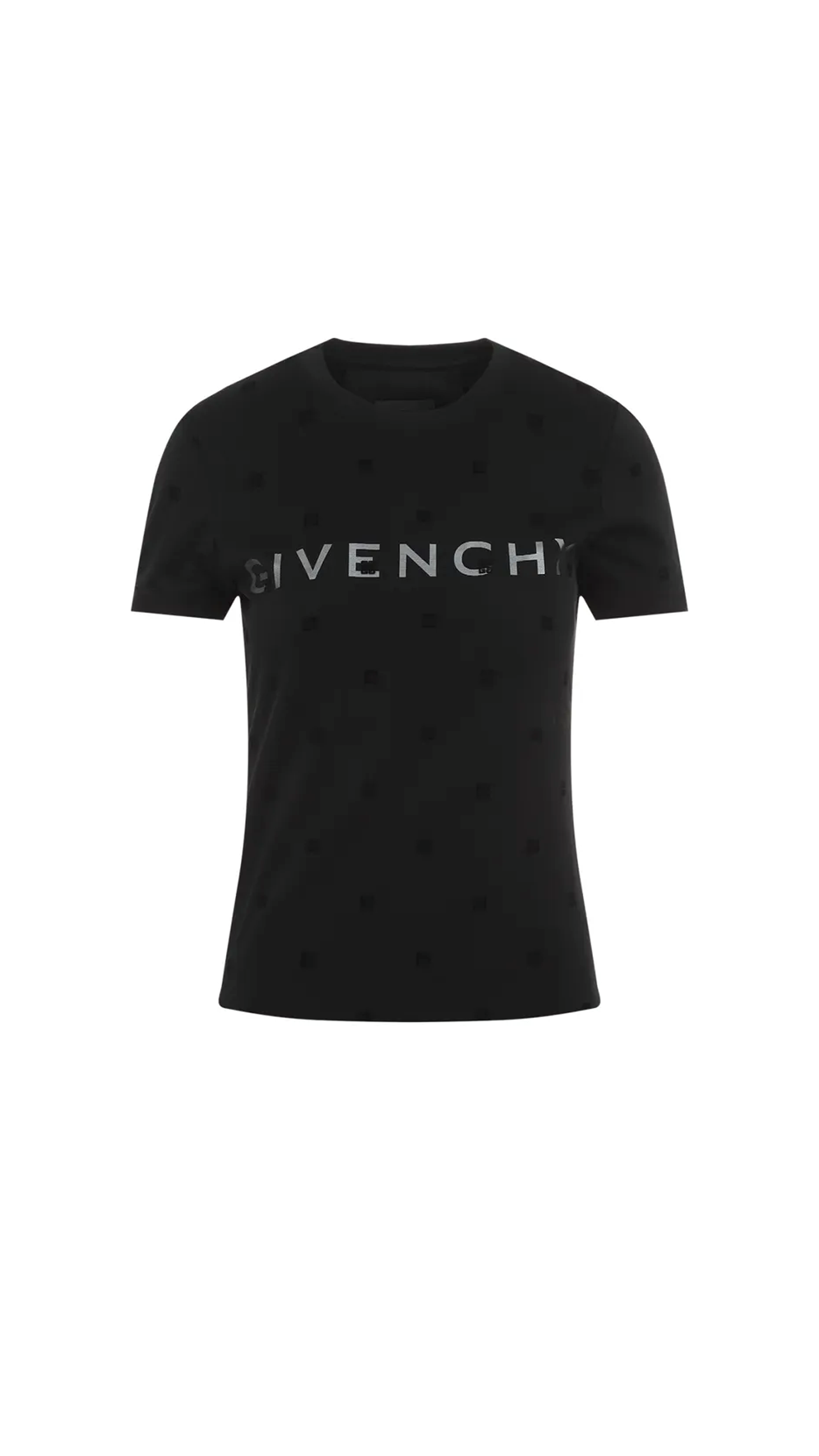 Double Layer Fitted Cotton T-Shirt with 4G Tulle - Black | Women's Fashion Top for Casual Wear & Night Out