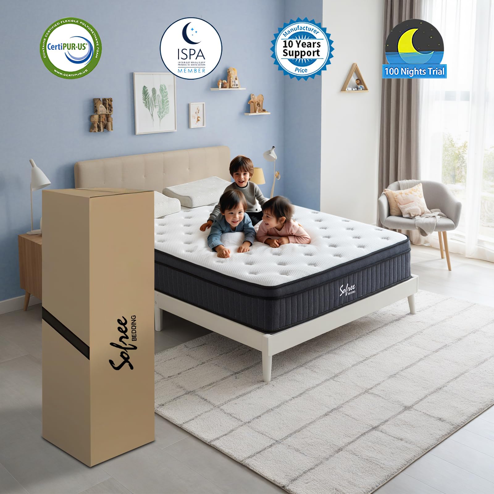 12 Inch Full Size Hybrid Mattress - Memory Foam & Pocket Spring for Motion Isolation, Edge Support & Pressure Relief - Medium Firm CertiPUR-US Certified - Perfect for Guest Rooms, Dorms & Small Bedrooms