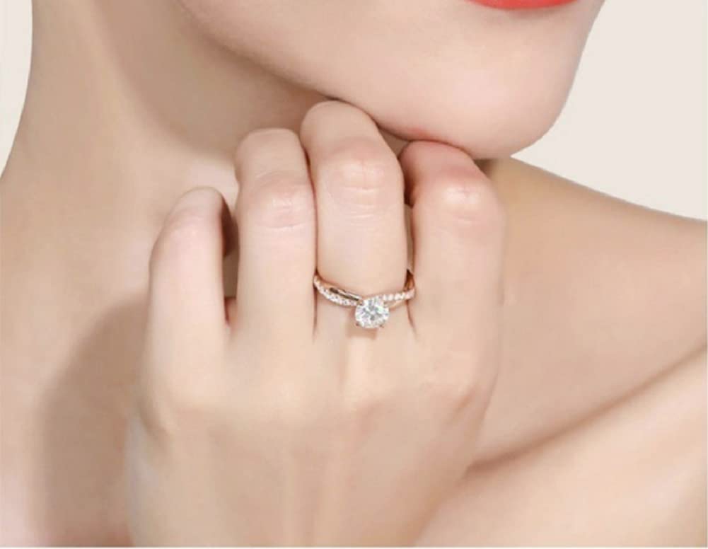 18K Rose Gold Two-Tone Princess Cut Cubic Zirconia Diamond Ring - Stackable Twisted Wedding Band & Engagement Ring for Women (Size 6) - Perfect for Proposals, Anniversaries & Bridal Jewelry Sets