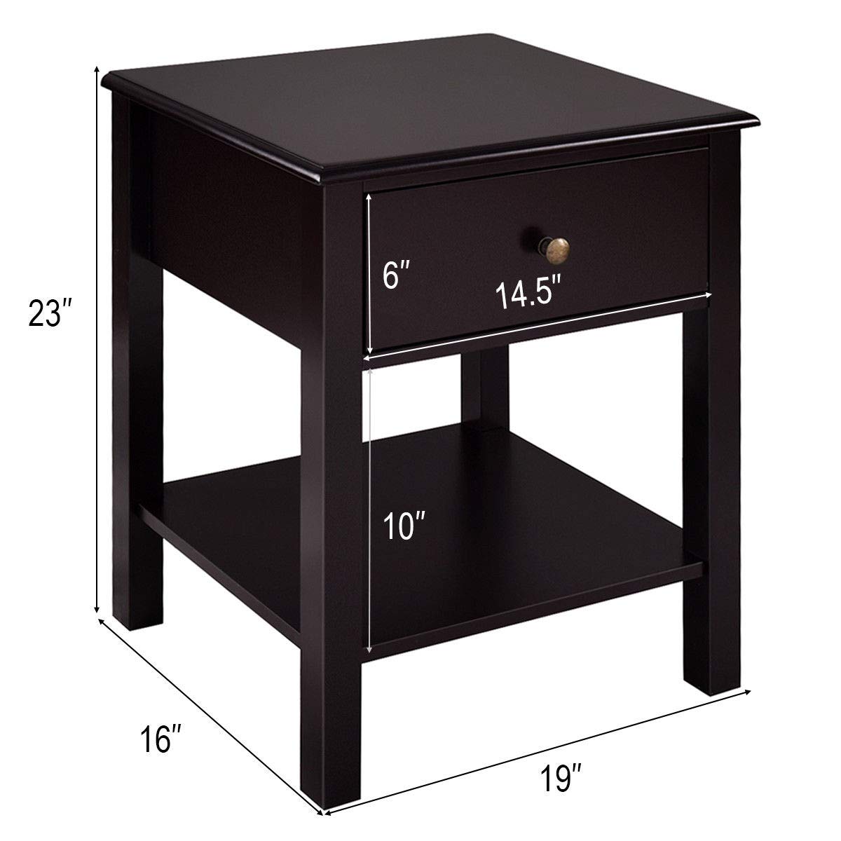 Casart Wood Nightstand with Drawer and Shelf - Brown End Table for Bedroom Storage and Display | Perfect for Small Spaces, Apartment Living, and Guest Rooms (Set of 2)