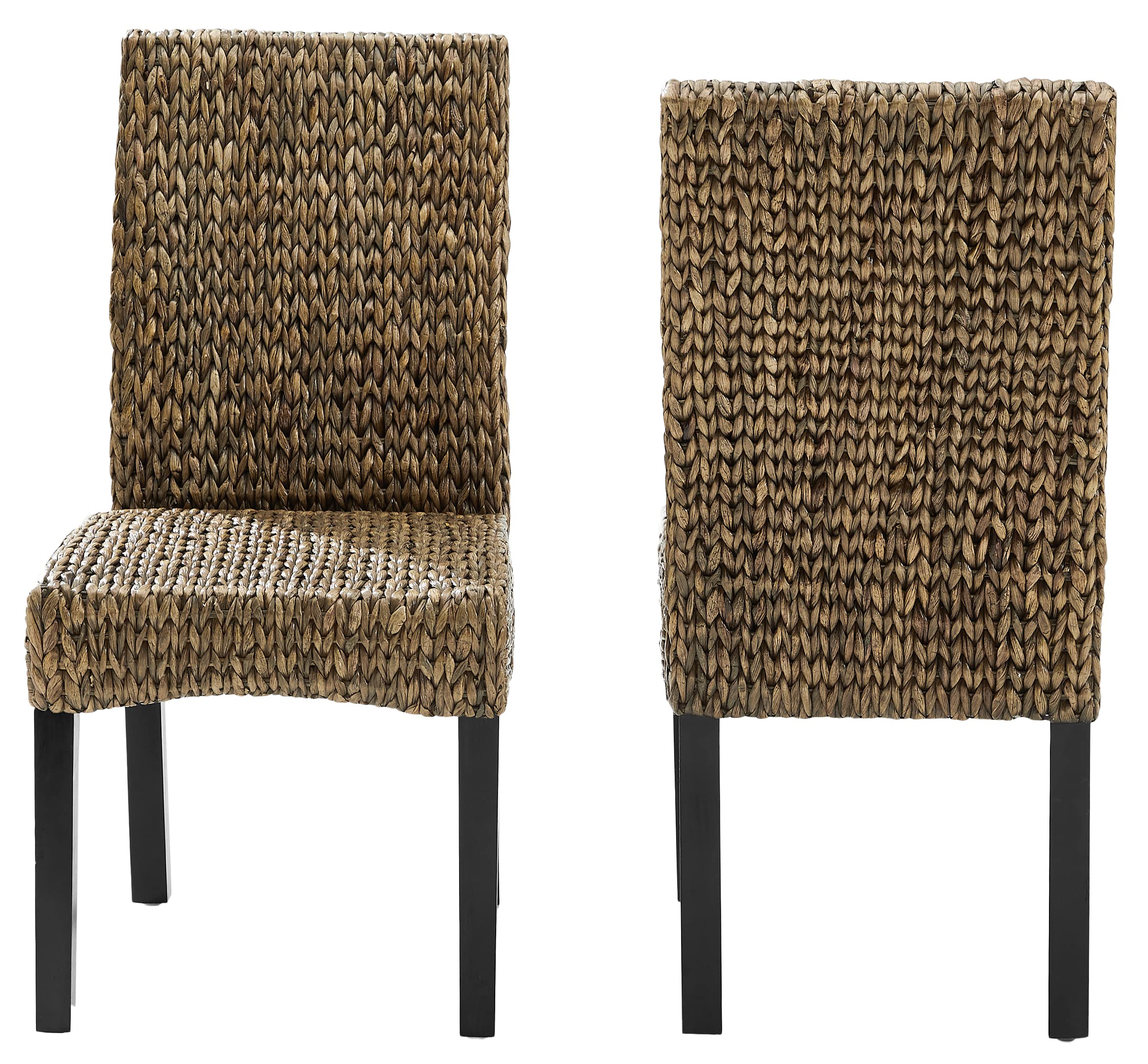 Crosley Edgewater Handwoven Natural Rattan Dining Chairs Set of 2 - Seagrass Wicker Chairs for Patio, Dining Room & Outdoor Use