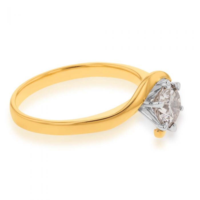 18ct Yellow Gold Solitaire Ring with 1 Carat Australian Diamond - Elegant Engagement & Wedding Jewelry for Women - Perfect for Proposals, Anniversaries & Special Occasions