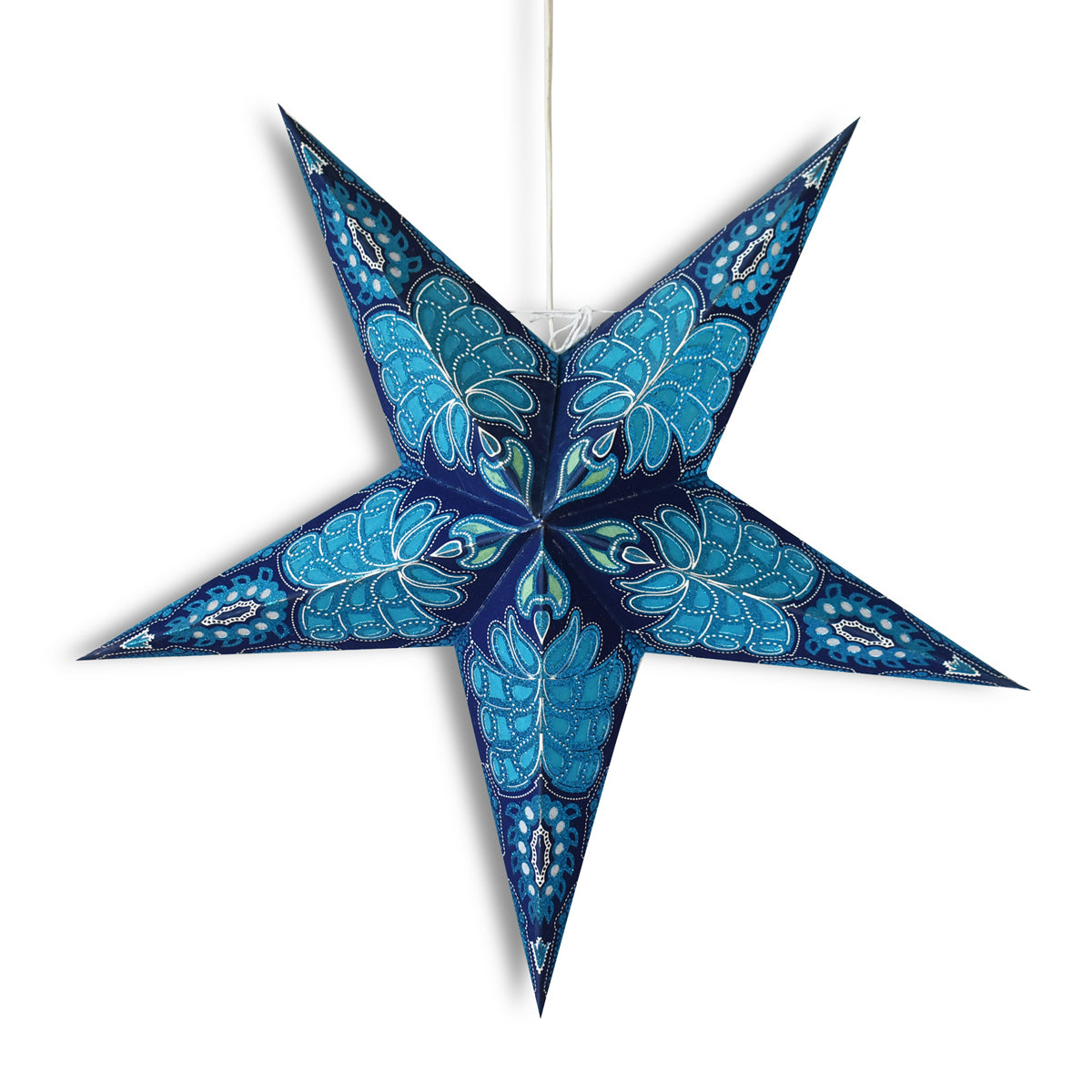 24 Pack Blue Monarch Glitter Paper Star Lanterns - Hanging Wedding Decorations, Party Supplies, Birthday & Festival Decor - Perfect for Indoor/Outdoor Events, Baby Showers, Christmas & Home Decor
