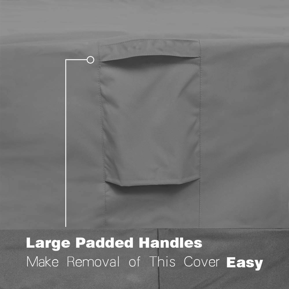 Vailge Heavy Duty Waterproof Rectangular Coffee Table Cover - Outdoor Patio Furniture Protector with Padded Handles & Reinforced Hem - Fits Large Coffee Tables (Grey) | Perfect for Lawn, Garden, Deck & Poolside Use
