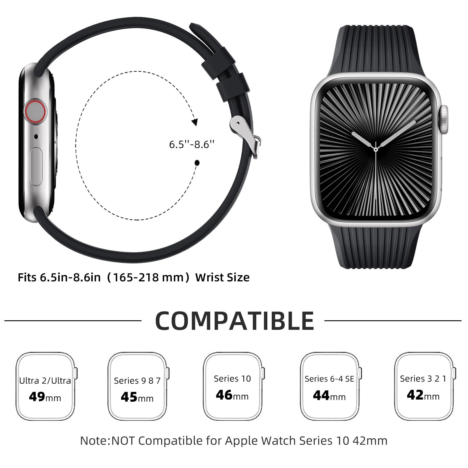Odbeai Classic Sport Band Compatible with Apple Watch Ultra 2/Ultra/Series SE 10 9-1 - Soft Rugged Strap for Men & Women (49mm 46mm 45mm 44mm 42mm) - Perfect for Workouts, Running, Hiking & Everyday Wear