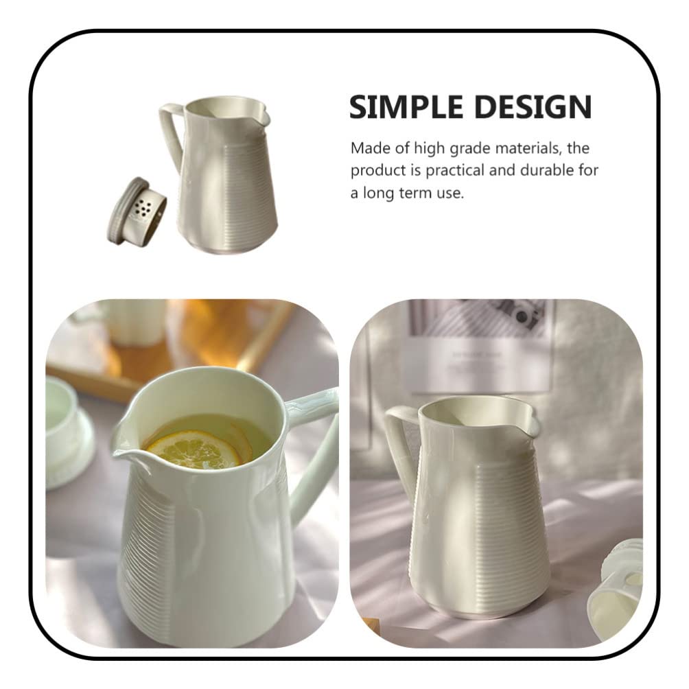 Angoily 550ML Glass Beverage Pitcher - White Ceramic Water Pitcher with Lid & Handle for Hot or Cold Drinks | Perfect for Iced Tea, Lemonade, and Party Serving | Durable Drinkware for Home, Office & Restaurants