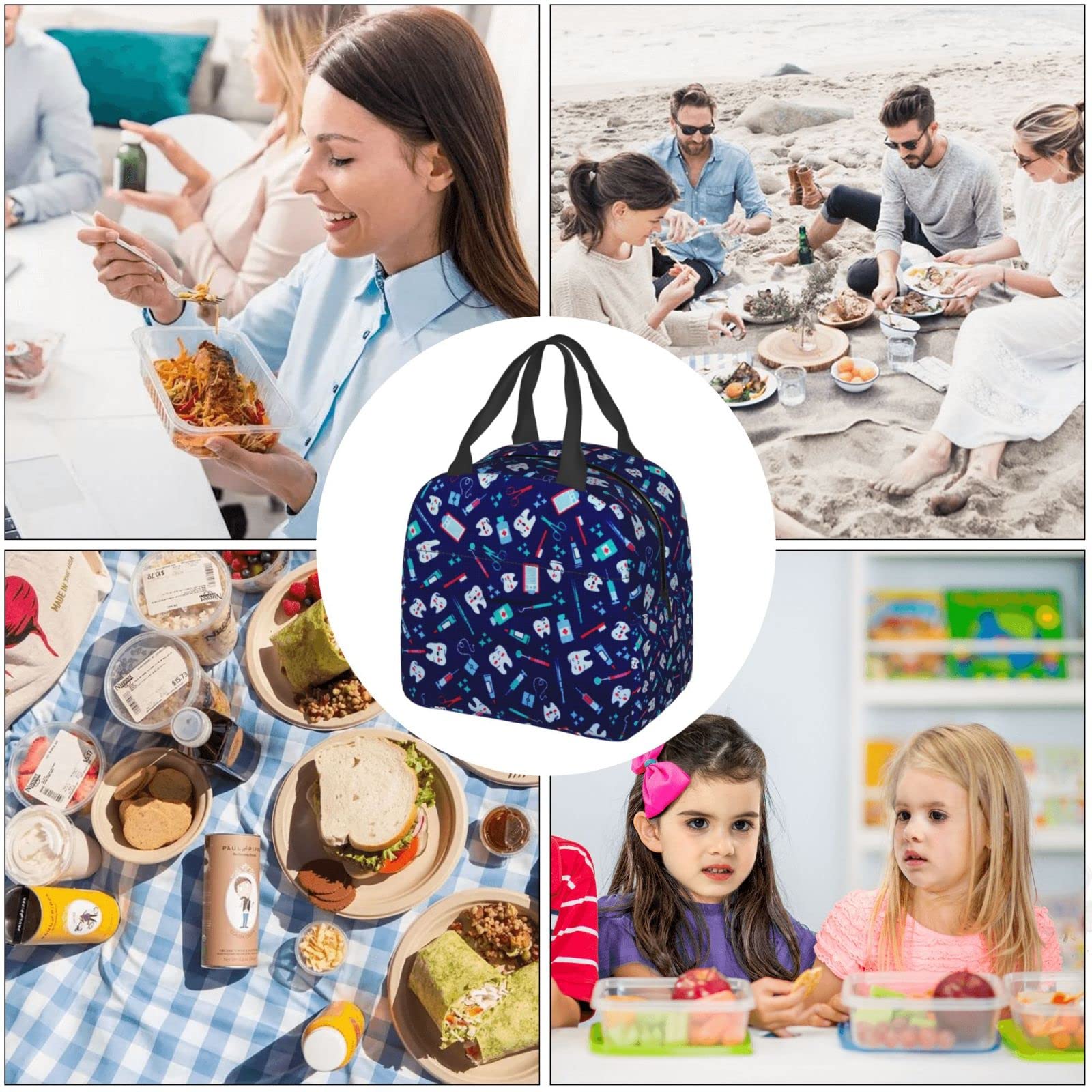 Insulated Lunch Bag for Women & Men - Thermal Cooler Tote for Work, Camping & Travel - Cute Picnic Pouch for Dental Hygienists & Professionals - Perfect for Office, Outdoor Adventures & Daily Commute