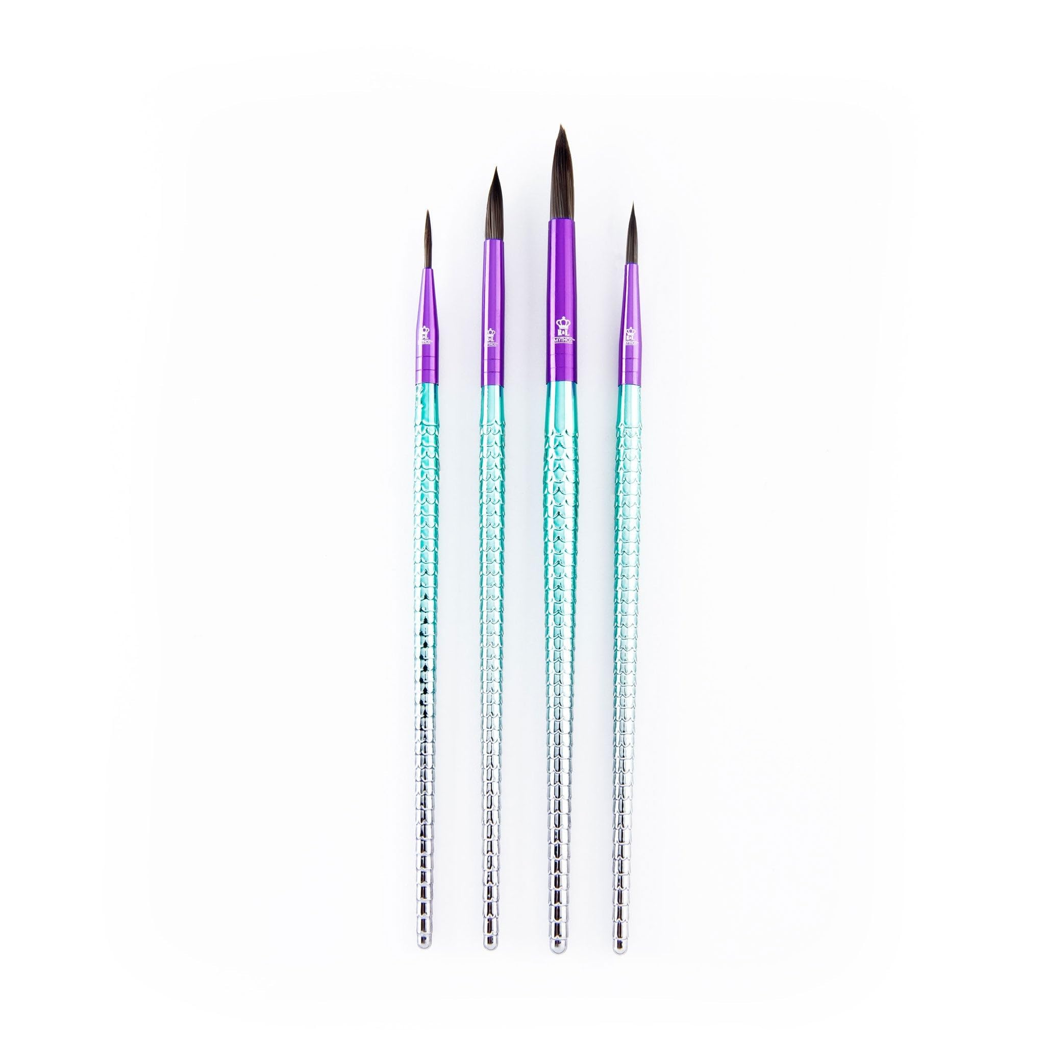 Royal & Langnickel Mythos Mermaid 4-Piece Brush Set - Professional Painting & Makeup Artist Tools for Watercolor, Acrylic & Face Art - Perfect for Artists, Beginners & DIY Crafts