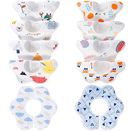 10-Pack 360° Rotating Baby Bibs for Feeding & Drool Protection - Soft Waterproof Infant Bibs for Boys & Girls - Perfect for Mealtime, Snacks & Messy Play