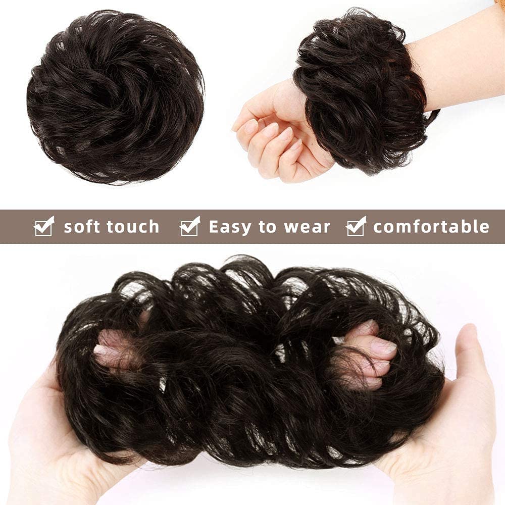 MoonEyes Women's Curly Hair Bun Juda Rubber - 1 Piece Free Size Brown Hair Accessory for Women - Perfect for Outing, Party, Wedding & Daily Hairstyles