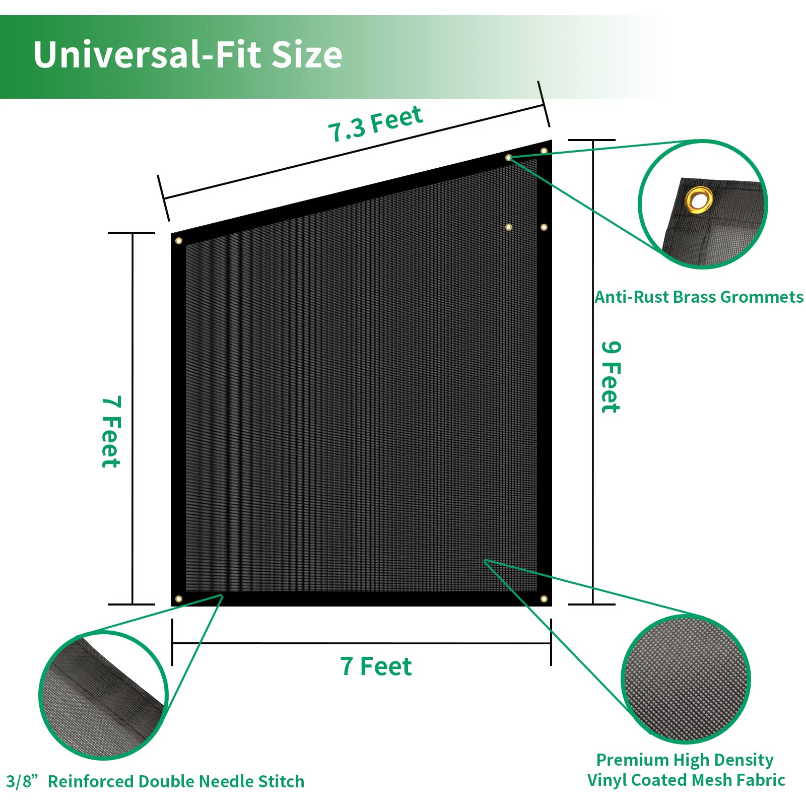 9'x7' RV Awning Side Shade Screen - Breathable Black Mesh Sunshade for Camper & Trailer Canopy - UV Protection Sun Blocker Complete Kit | Perfect for Outdoor Camping, Beach Trips & Summer Travel