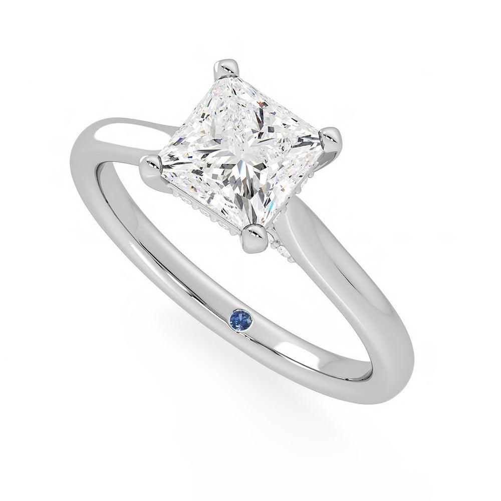 Princess Cut Moissanite Engagement Ring with Hidden Anniversary Stone & Secret Accents - Perfect for Proposals, Weddings & Anniversary Gifts
