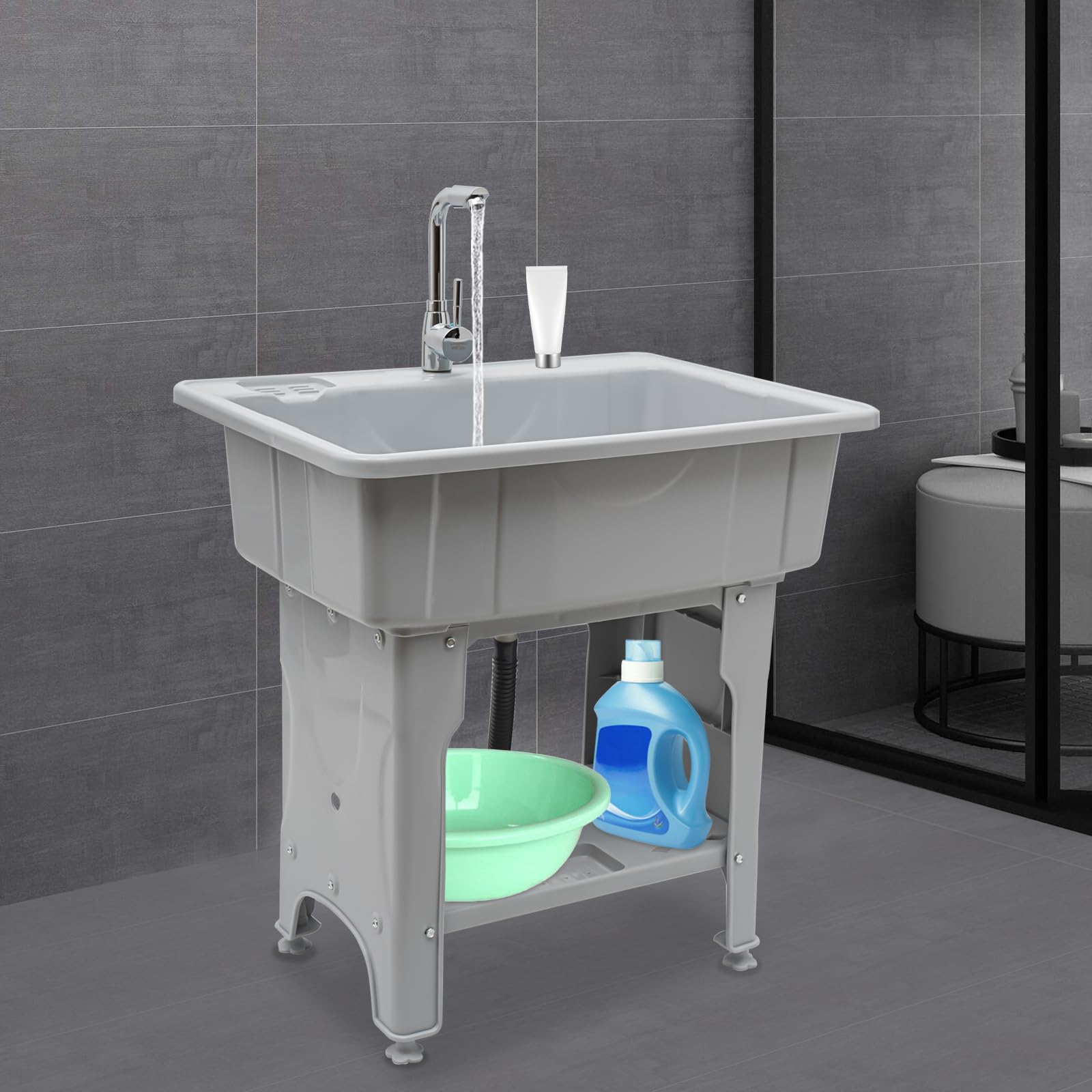 Utility Sink | Portable Laundry Sink with Hose Hook Up | Outdoor Sink for Laundry Room, Garage, Greenhouse & Pet Washing | Perfect for Camping, RV & Farm Use