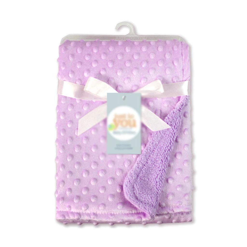 WWWEE Soft Fleece Baby Blanket - Thermal Swaddling Blanket for Newborns & Infants - Purple Cotton Quilt Bedding Set - Perfect for Nursery, Stroller & Cuddling