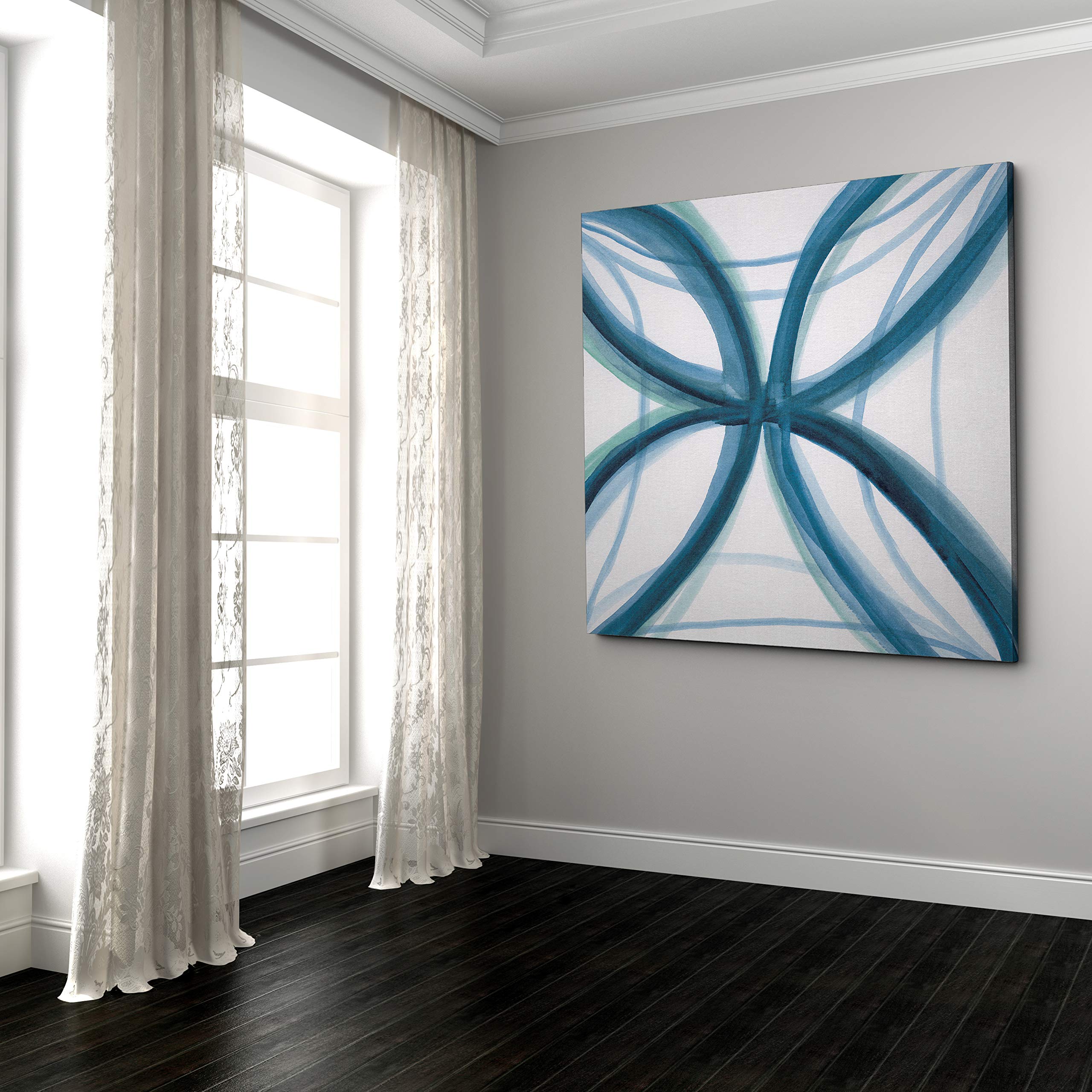Bold Blue Abstract Gallery Wrapped Canvas Wall Art - Modern Home Decor for Living Room, Bedroom, Office - 16x16 Inches - Perfect for Contemporary Spaces & Gift Giving