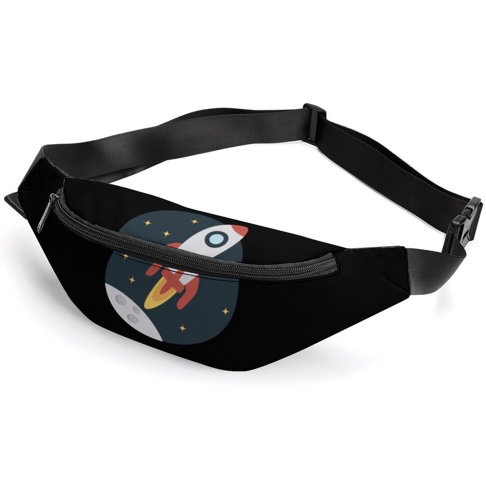 **Space Rocket Print Belt Bag - Adjustable Waist Pouch & Crossbody Bag for Women & Men - Perfect for Travel, Hiking, and Everyday Use**