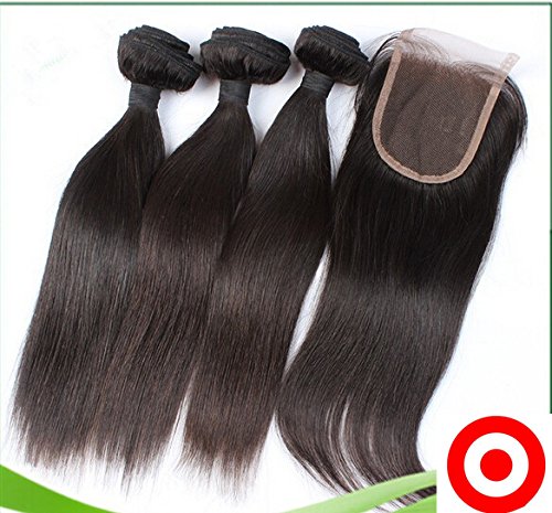 Best Malaysian Virgin Hair Bundles with Lace Closure - 8A Grade Straight Natural Hair Extensions (12