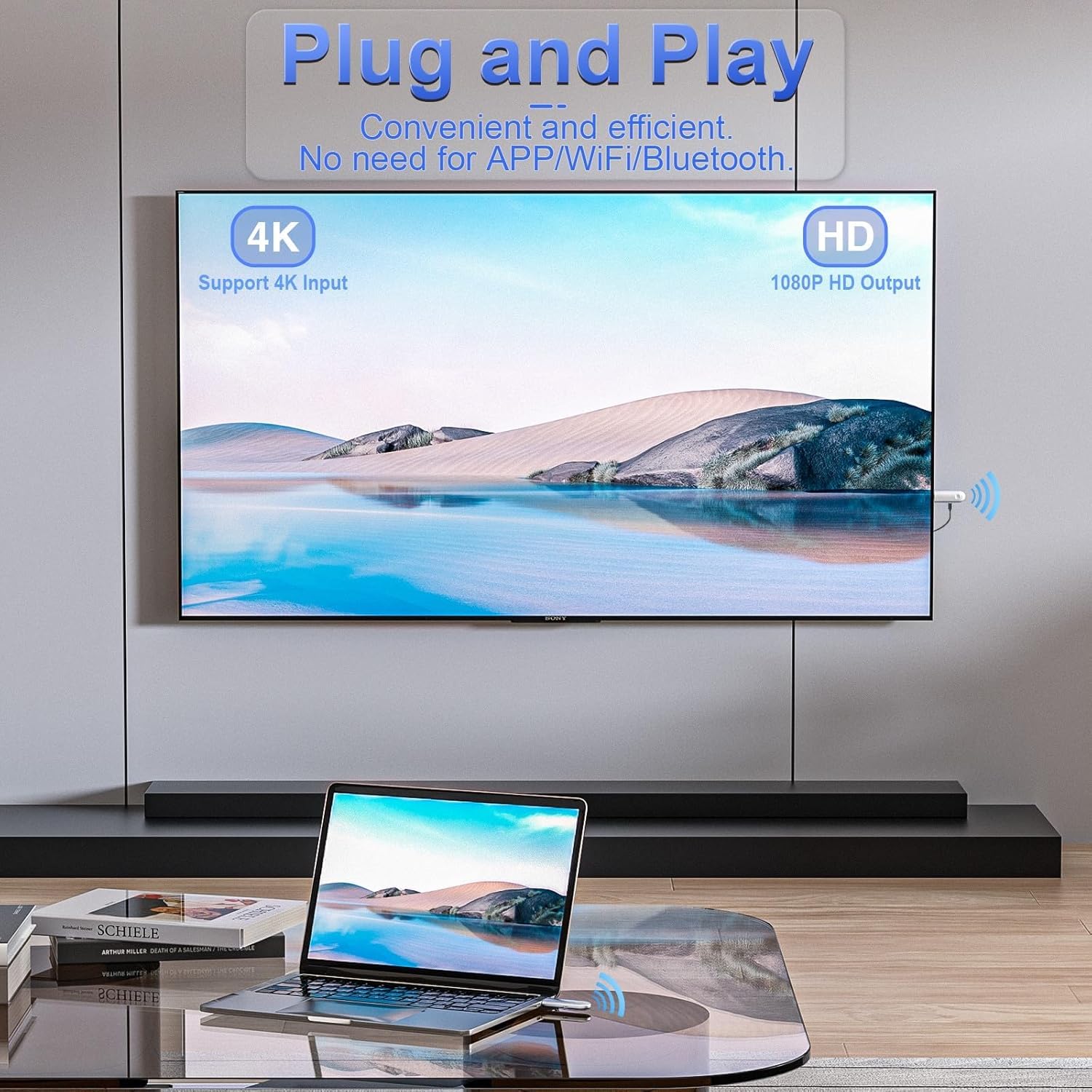 TTQ Wireless HDMI Transmitter and Receiver Kit - 4K Ultra HD Wireless HDMI Extender with 100ft Range, Dual Band 2.4G/5G, Plug & Play for Laptop, PC, TV Box, Projector, Camera | Perfect for Home Theater, Gaming, Presentations & Streaming
