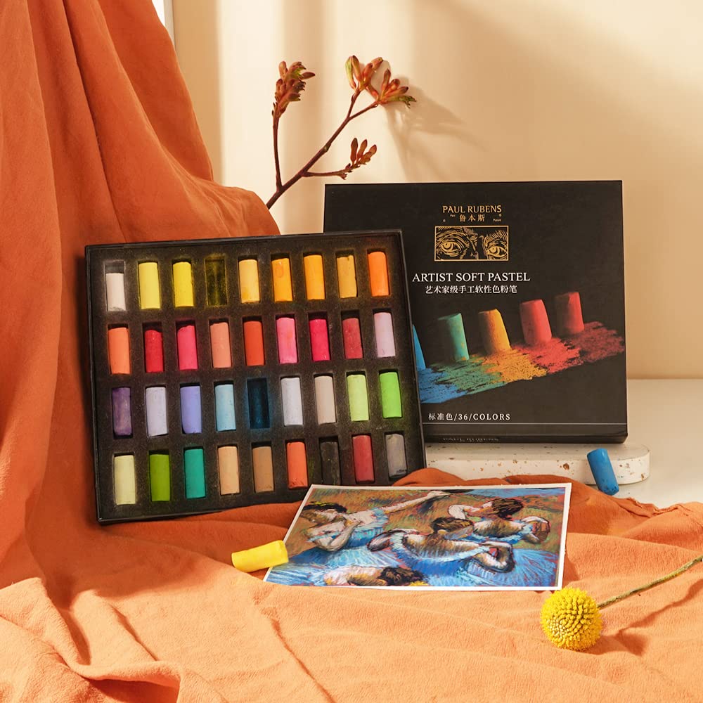 Paul Rubens 36 Colors Professional Soft Pastels Set - Non Toxic Handmade Chalk Pastels for Painting, Drawing & Blending | Premium Art Supplies for Artists & Beginners | Perfect for Sketching, Landscape Art & DIY Crafts