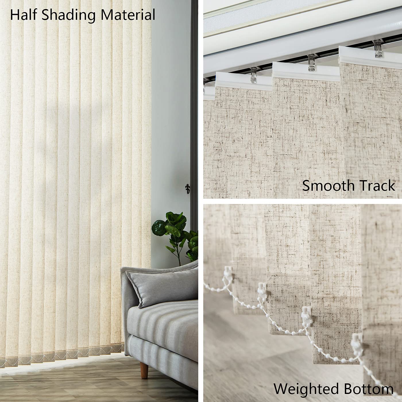 Yoolax Motorized Vertical Blinds - Smart Blackout Shades for Sliding Glass Doors | Alexa & Google Home Compatible | Custom Sizes Available in Beige | Perfect for Patio Doors & Large Windows