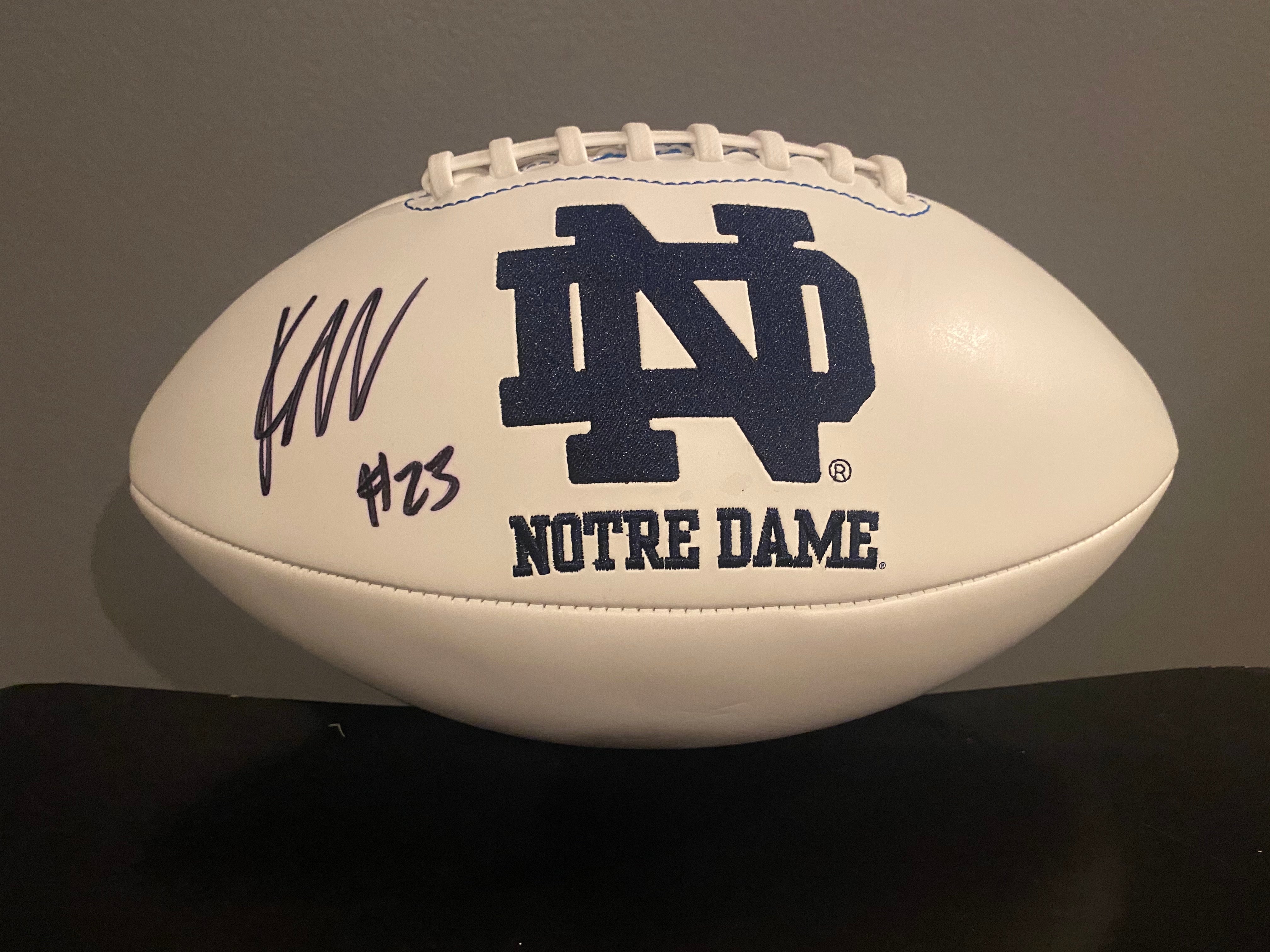 Kyren Williams Autographed Notre Dame Fighting Irish Full Size Football with Logo - Beckett Certified - Perfect for Collectors, Fans, and Sports Memorabilia Displays