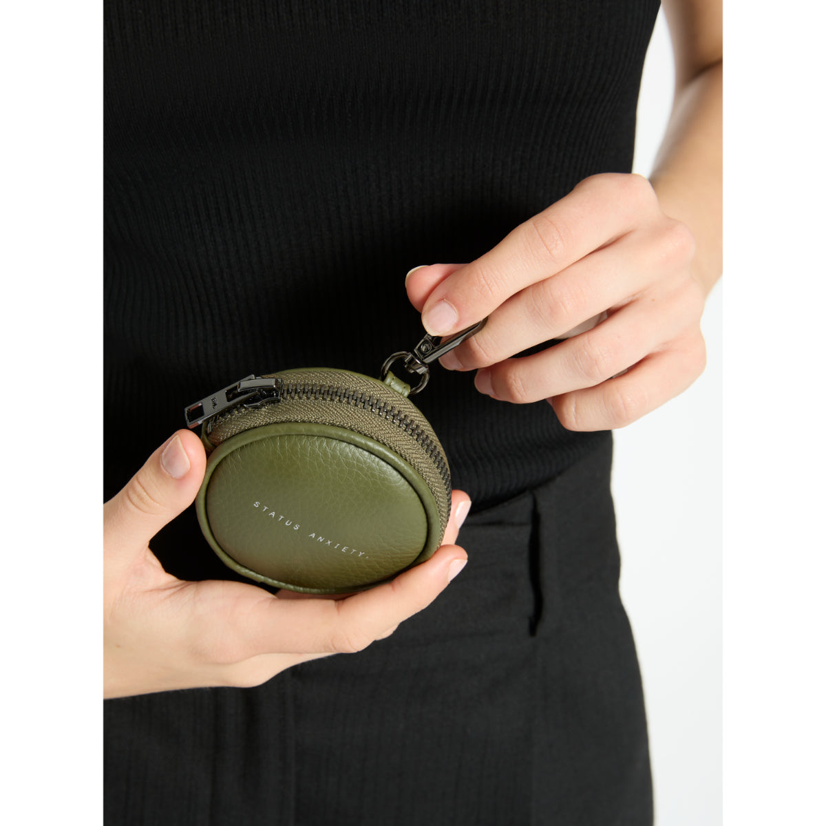 STATUS ANXIETY Go With Me Leather Zip Around Coin Pouch - Stylish Wallet for Travel, Shopping & Everyday Use