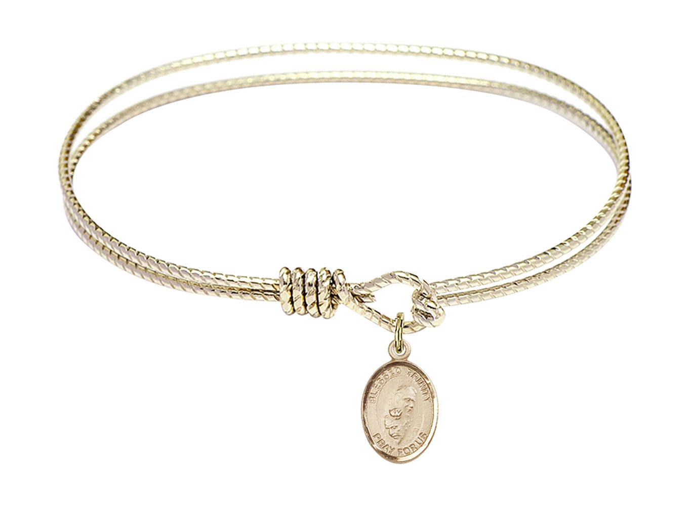 F A Dumont 7 1/4 Inch Oval Eye Hook Bangle Bracelet with Blessed Trinity Charm - Elegant Jewelry for Women, Perfect for Daily Wear, Gifts & Special Occasions