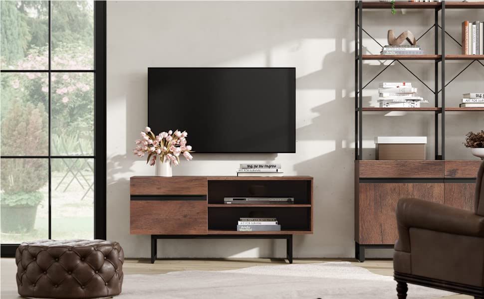 WAMPAT Modern TV Stand for up to 100 inch - 2 in 1 Entertainment Center with Storage Cabinets, Media Console for Living Room - Perfect for Home Theater Setup and Living Room Organization