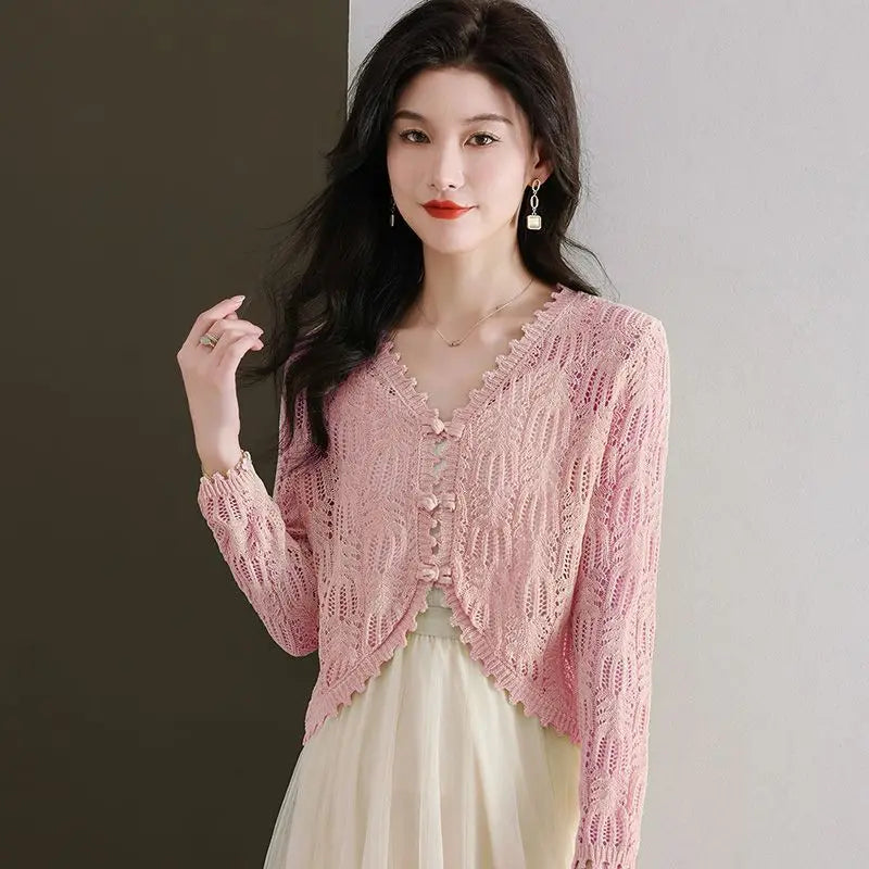 Cozy Hollow Knit Cardigan Sweater for Women - Lightweight Open Front Long Sleeve Wrap - Perfect for Fall Layering & Casual Outfits