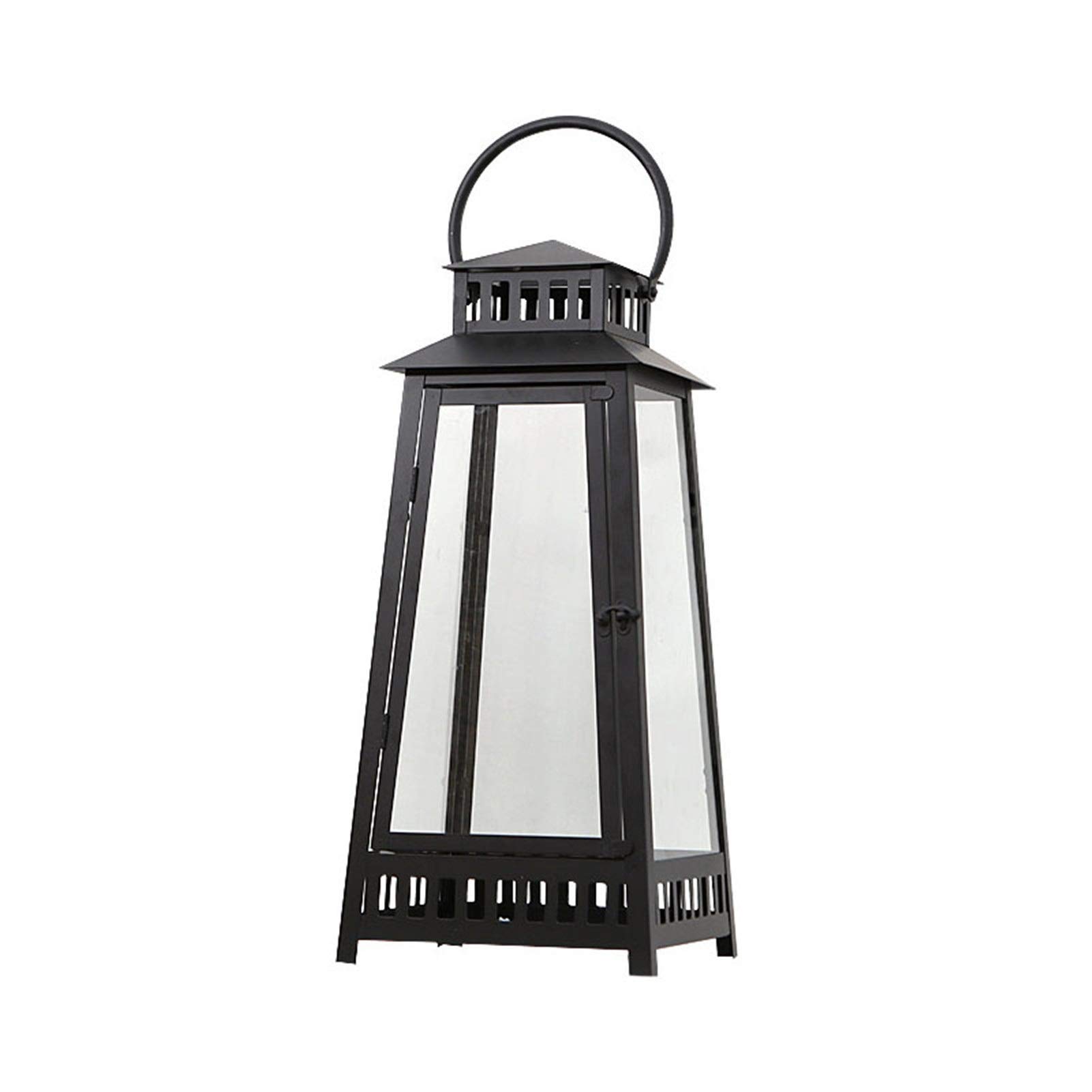 Elegant Black Iron Wind Lantern - 17x17x36cm Wedding Candle Holder for Table Decorations, Birthday Parties & Home Decor | Perfect for Outdoor Weddings, Garden Events & Romantic Ambiance