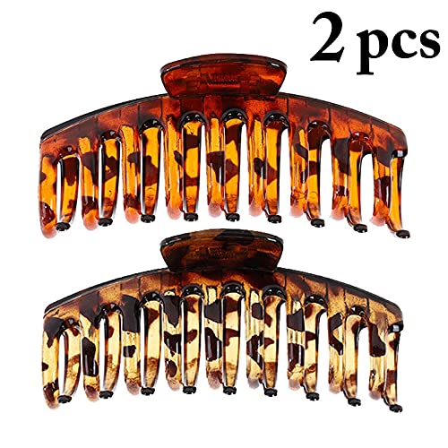 COSYOO Large Non-Slip Hair Claw Clips 2PCS - Strong Hold Fashion Hair Clips for Women, Decorative Jaw Clips for Thick Hair - Perfect for Workout, Office, and Everyday Hairstyles