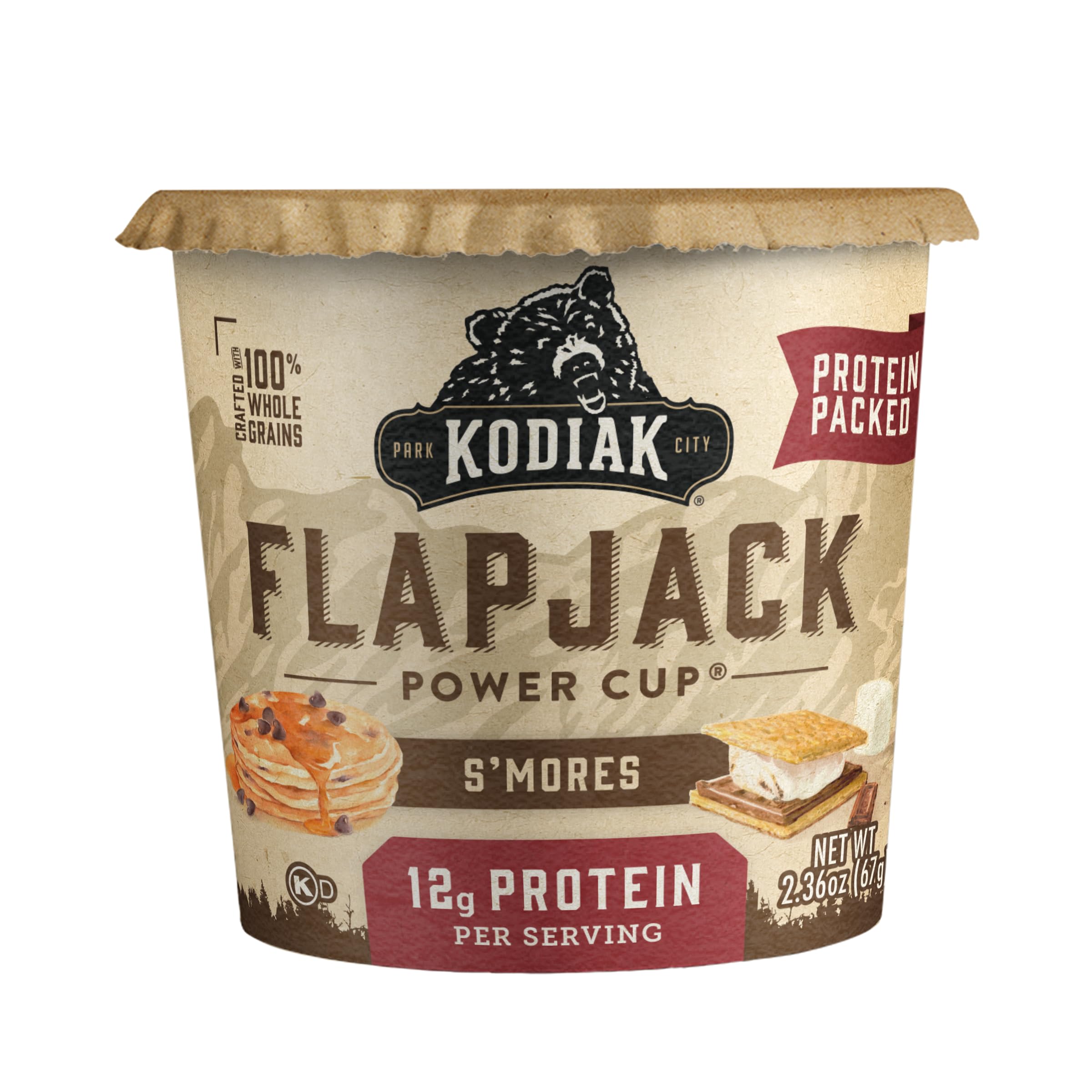 Kodiak Cakes Pancake On the Go - S'mores Flavor, 2.36 oz (Pack of 12) | Protein Packed Breakfast for Camping, Hiking & Quick Morning Meals