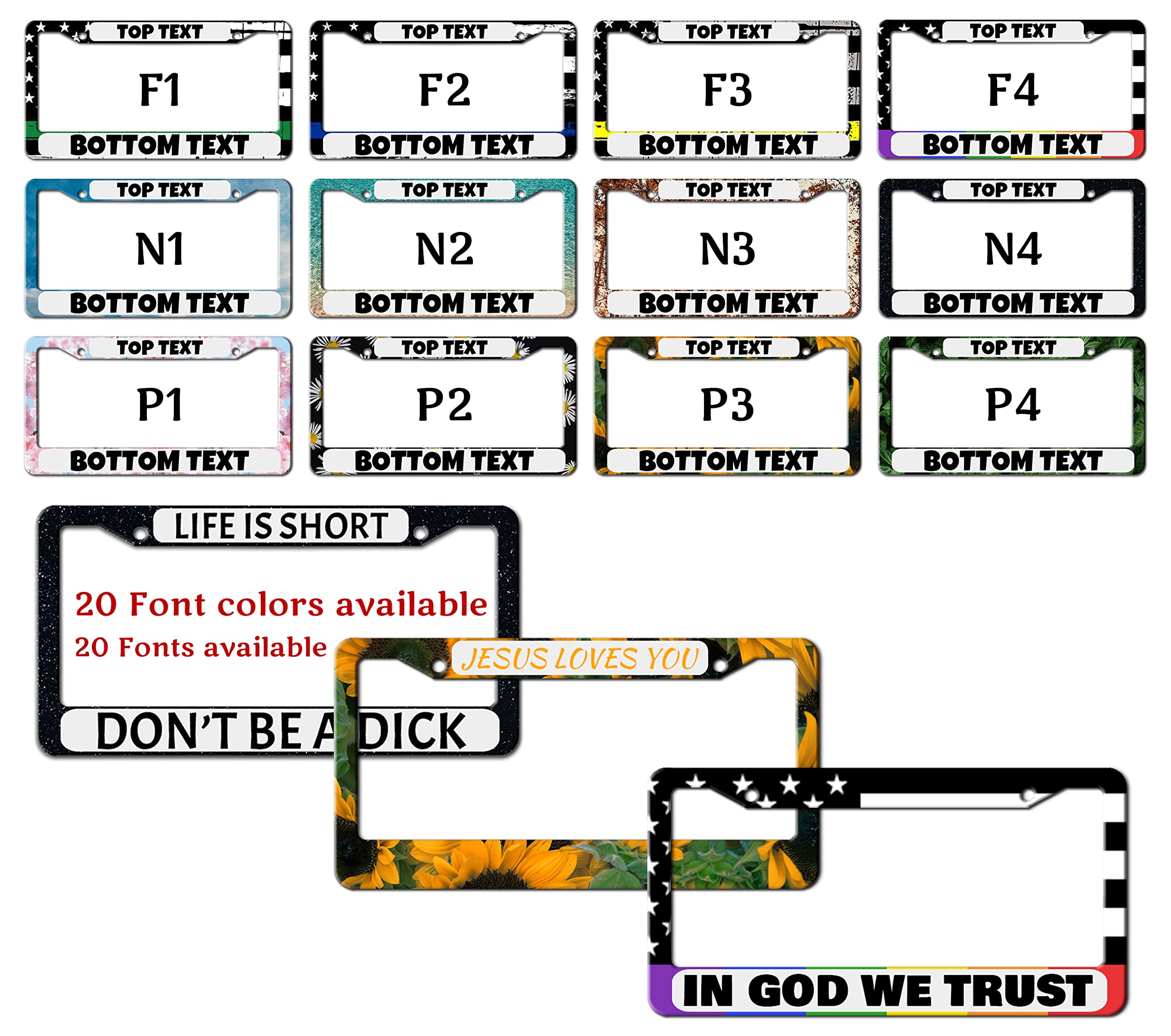 Custom Metal License Plate Frame - Personalized Text Car Plate Holder for US Vehicles (2 Holes) | Perfect for Front/Rear Vanity Tags, Car Shows & Gifts