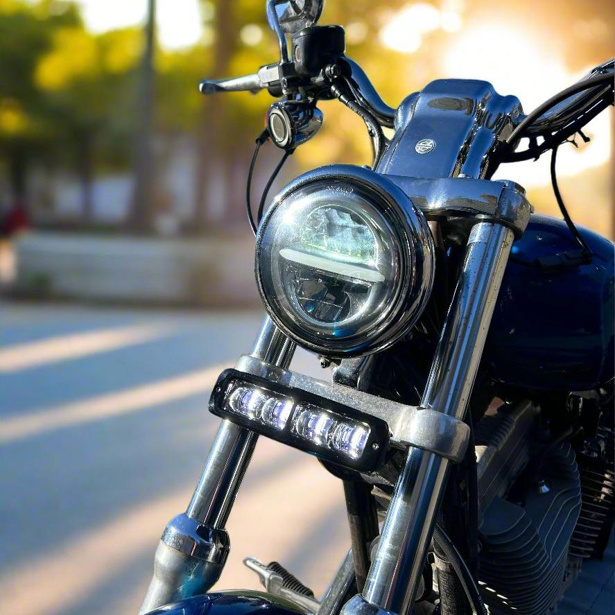 Eagle Lights 6 Generation II LED Projection Light Bar - Plug & Play Harness Compatible with Harley Davidson 1987-2022 Sportster & 1991-2005 Dyna - Perfect for Night Riding & Off-Road Adventures