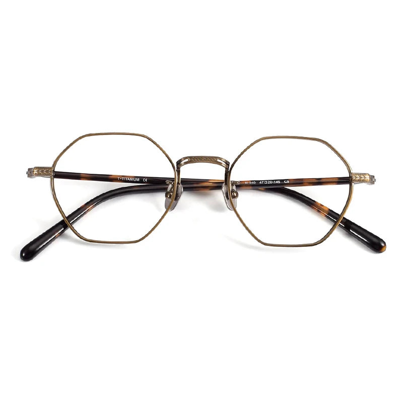 Black Titanium Full Rim Polygon Oval Eyeglasses for Women - Lightweight & Durable Frame - Perfect for Work, Reading & Fashion Accessories