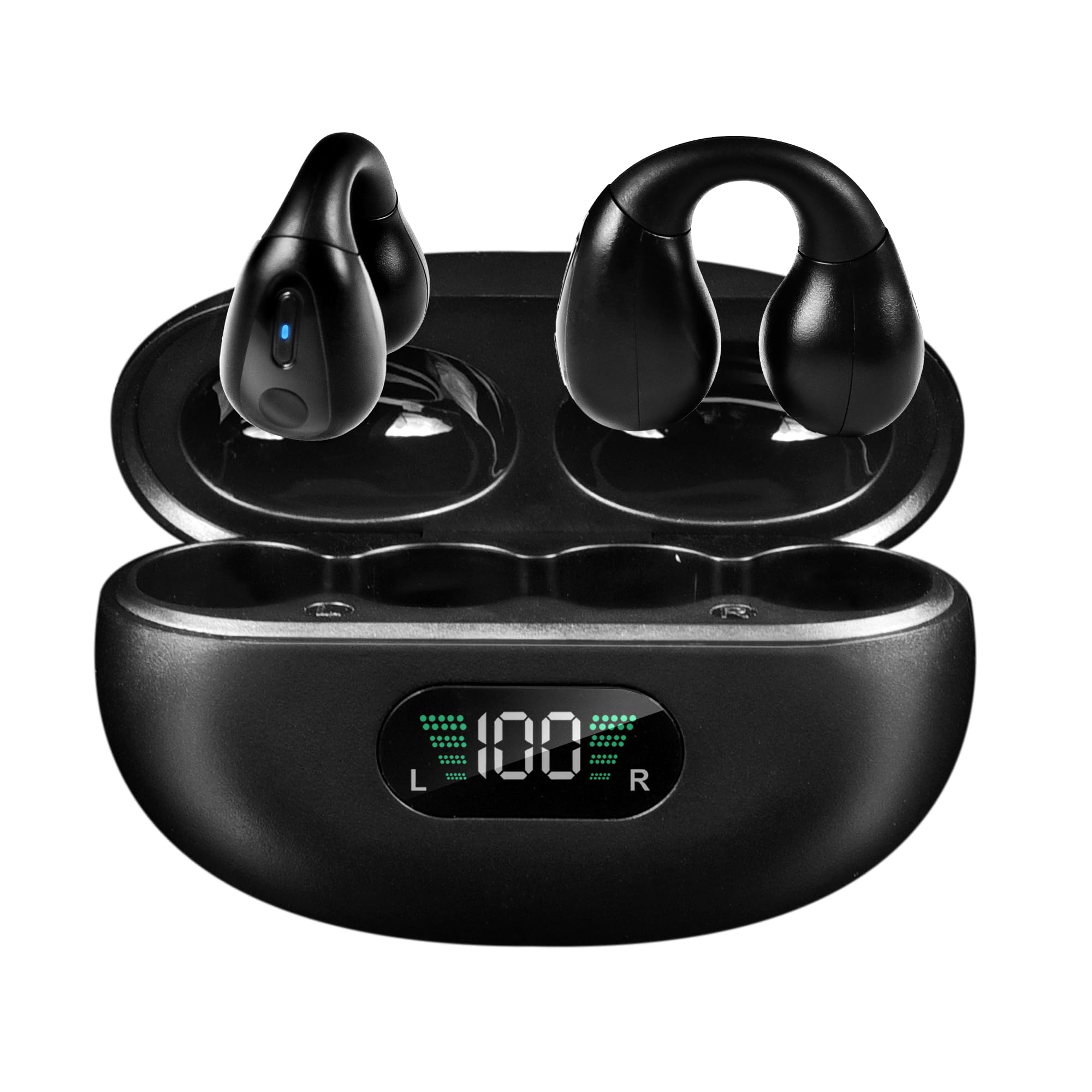 Autubin Ear Clip Bone Conduction Headphones - Wireless Bluetooth 5.0 Open-Ear Earbuds with 80H Playtime, IPX5 Waterproof for Running, Cycling, Gym Workouts | Comfortable Pain-Free Design for Phone Calls & Music Listening
