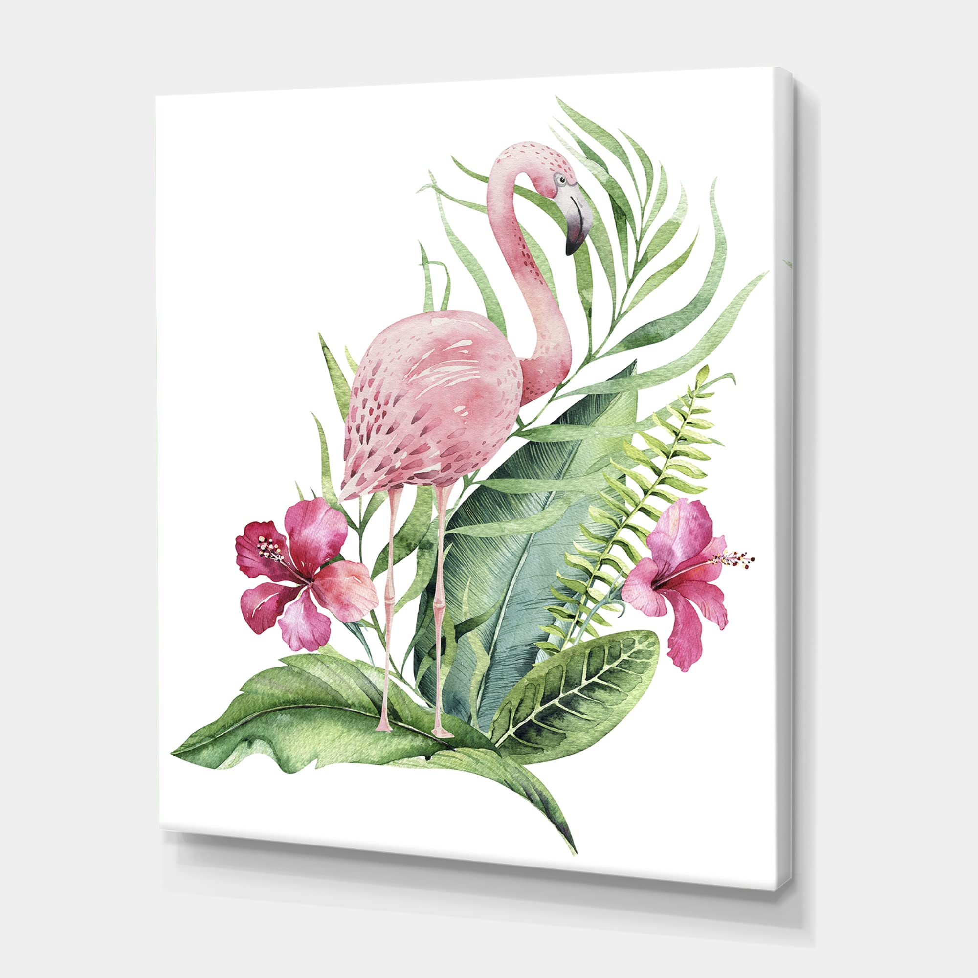Exotic Flamingo with Pink Flowers Canvas Wall Art - Tropical Home Decor for Living Room, Bedroom & Office