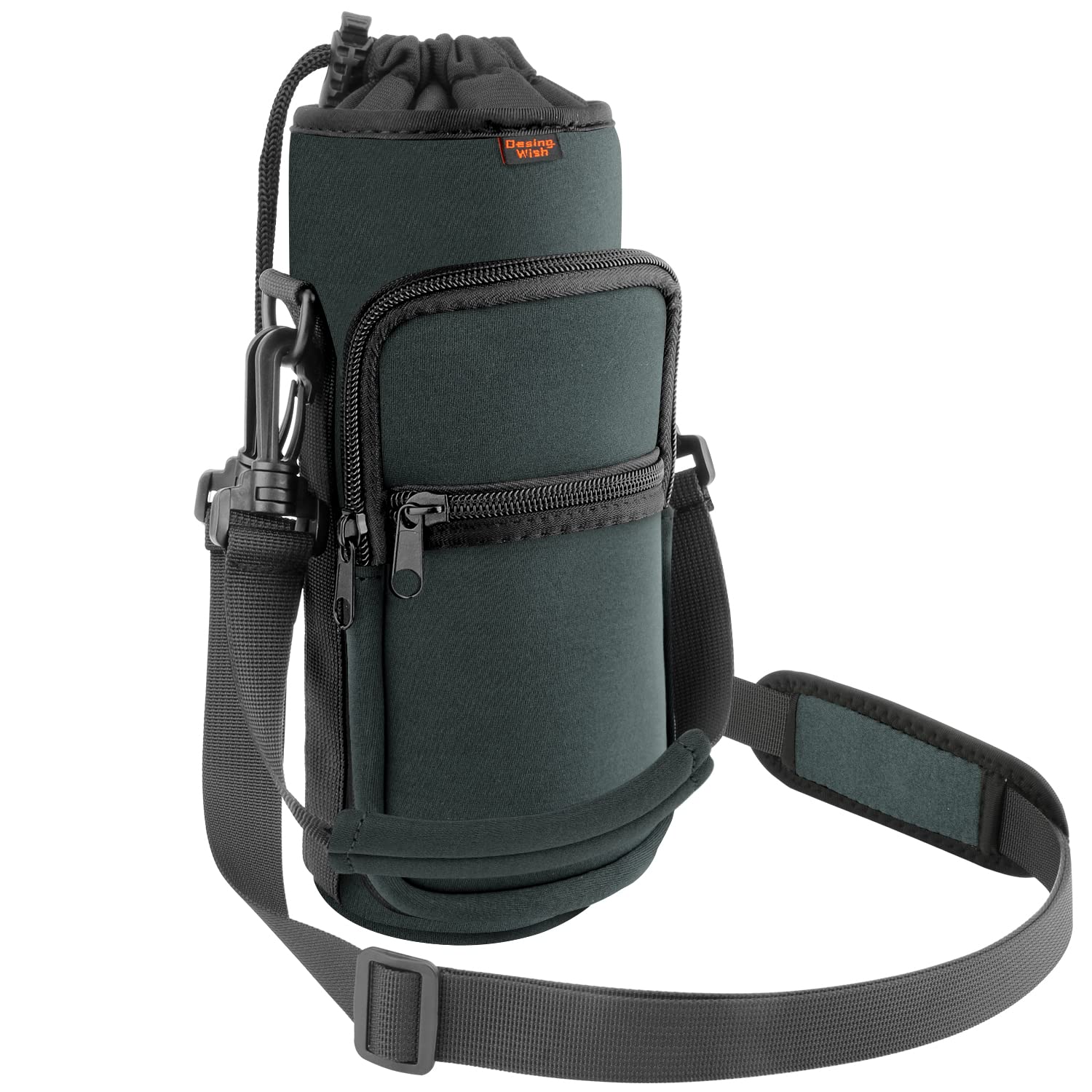 Bike Water Bottle Holder with 2 Pockets & Shoulder Strap - Universal Bottle Cage for Mountain Bikes, Walking Strollers, Scooters - Perfect for Cycling, Hiking & Outdoor Sports