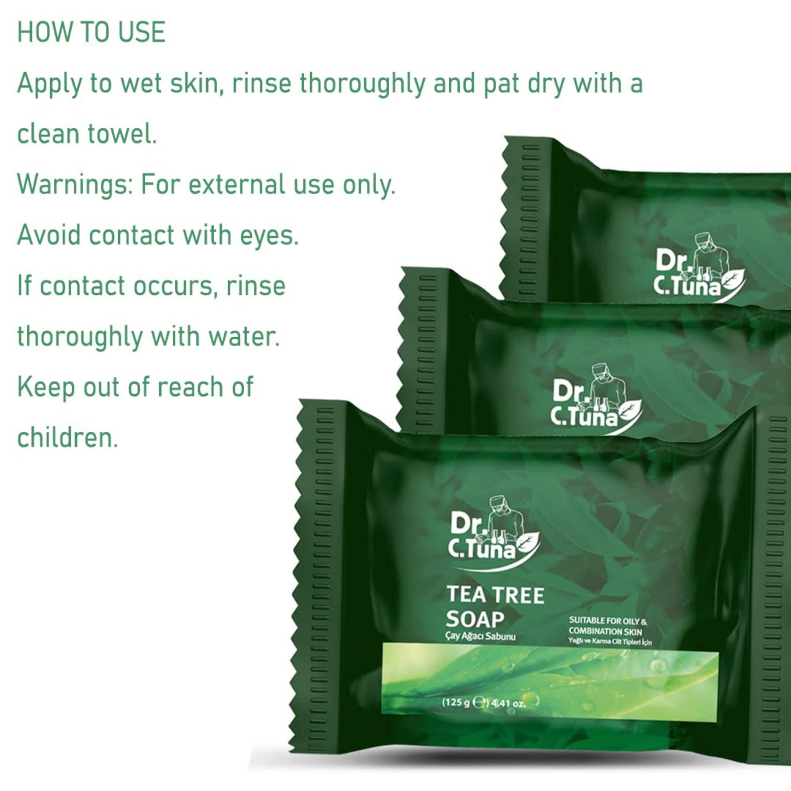 Dr. C Tuna Tea Tree Soap - 125g Antibacterial & Acne Treatment Soap for Face & Body - Natural Skin Care for Oily, Acne-Prone Skin - Perfect for Daily Cleansing & Post-Workout Use
