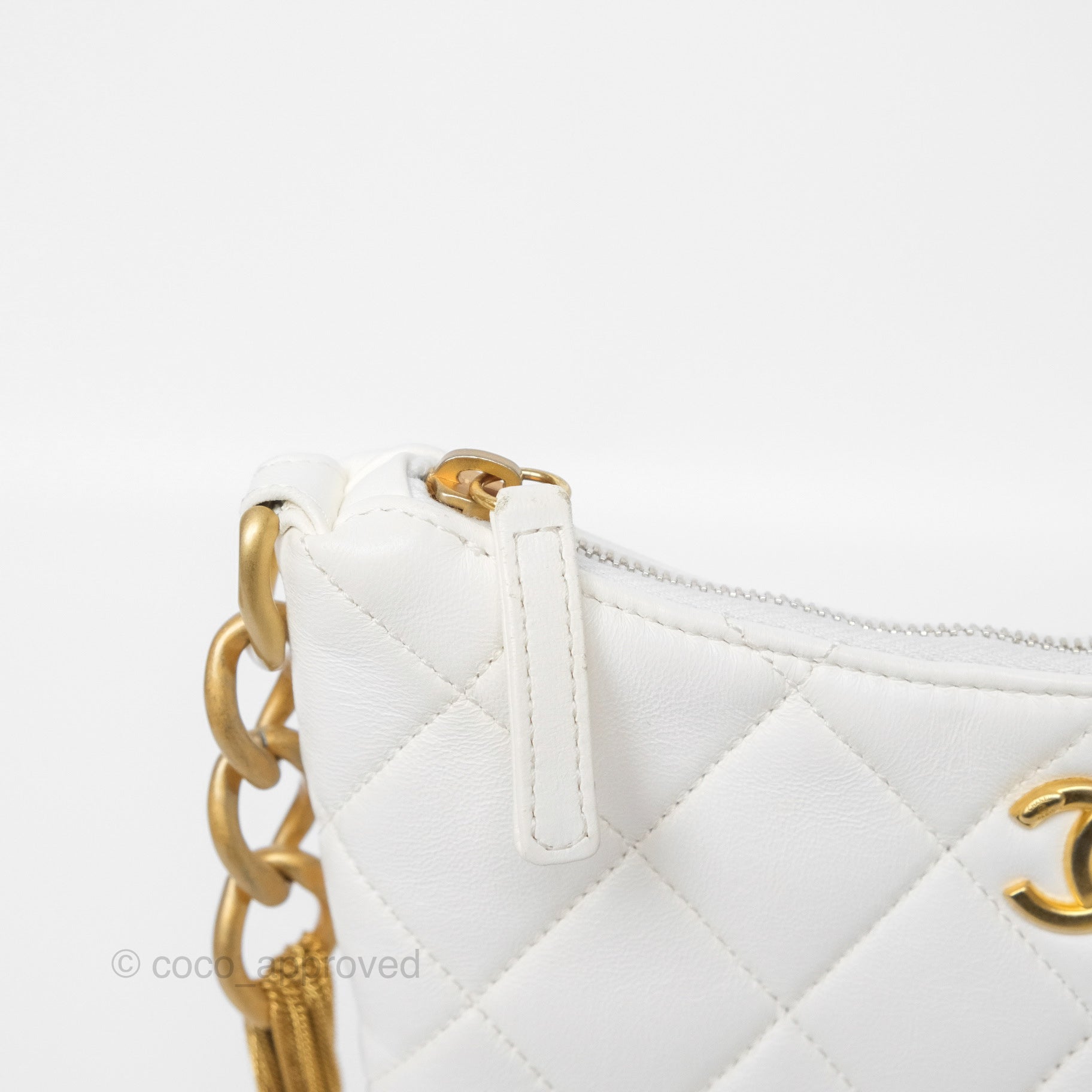 Chanel Quilted Lambskin Chain Hobo Bag in White with Aged Gold Hardware | Luxury Shoulder Bag for Women | Perfect for Parties, Weddings & Everyday Elegance