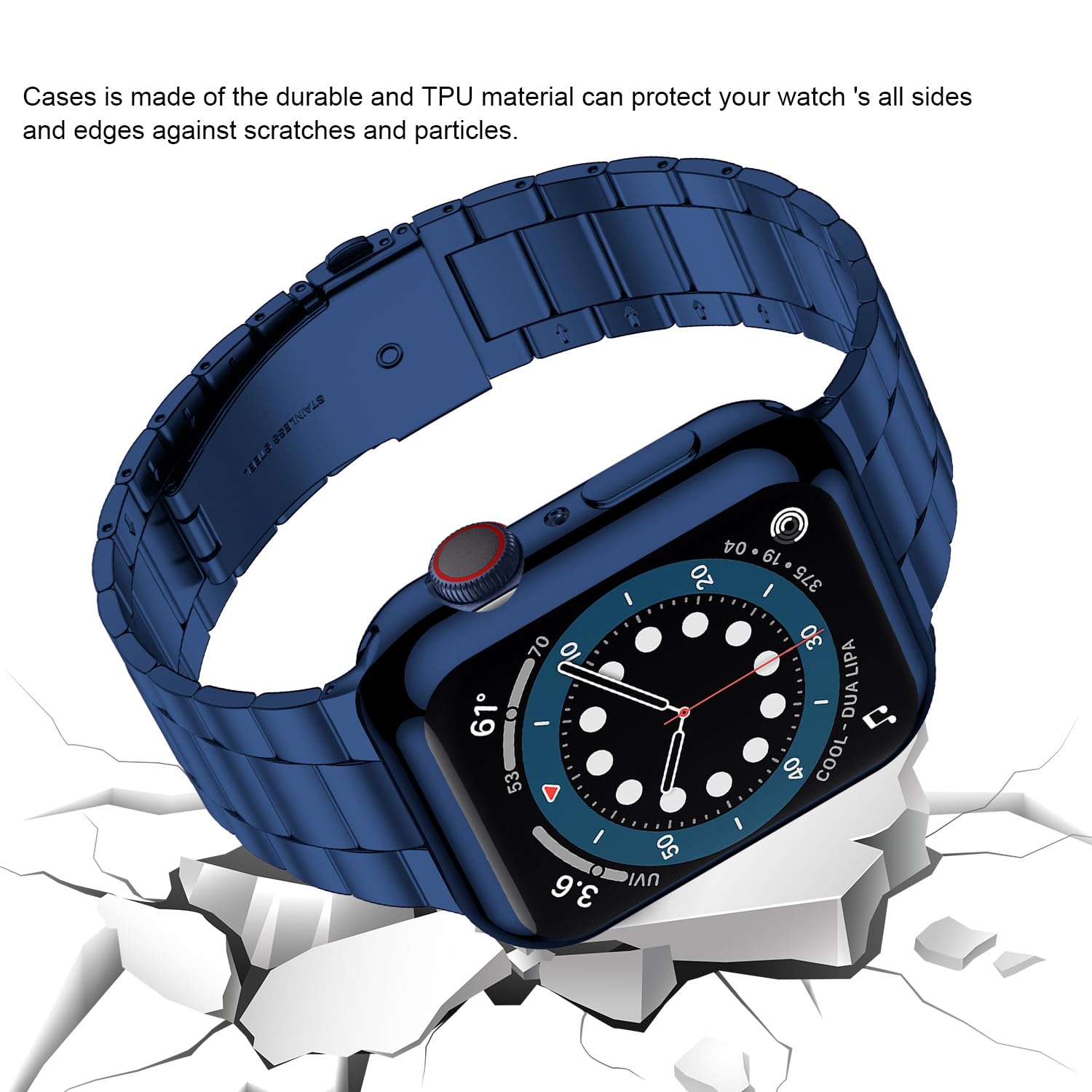 Premium Stainless Steel Apple Watch Band - Compatible with Apple Watch Ultra 49mm, Series 10/9/8/7/6/SE/5/4/3/2/1 (38mm-49mm) - Durable Metal iWatch Strap with Protective Case & Screen Protector for Men & Women - Perfect for Business, Workouts & Everyday Wear